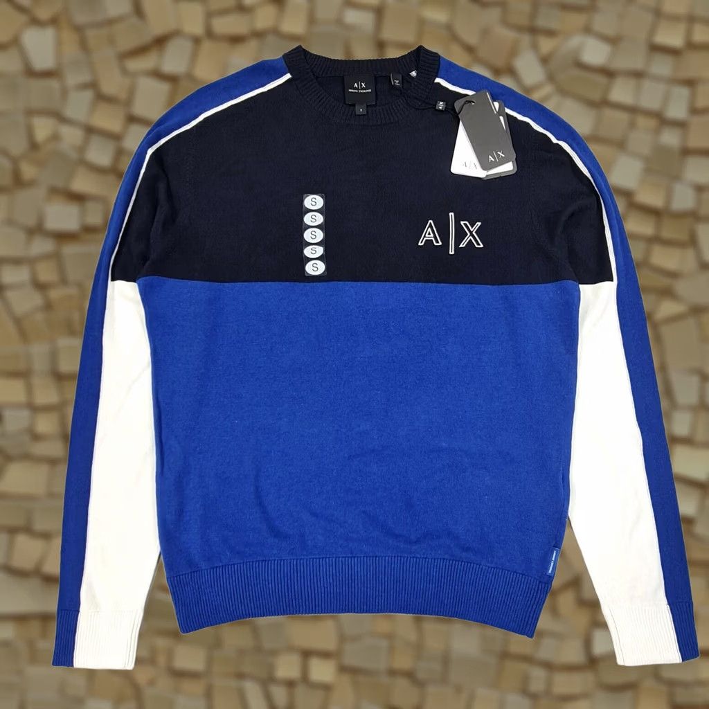 Armani Exchange Armani Exchange Jumper Navy Blue Small Regular Mens Crew Neck Long Sleeve Transported by Fine Knit Pullover N/A Size US S / EU 44-46 / 1 - 1 Thumbnail