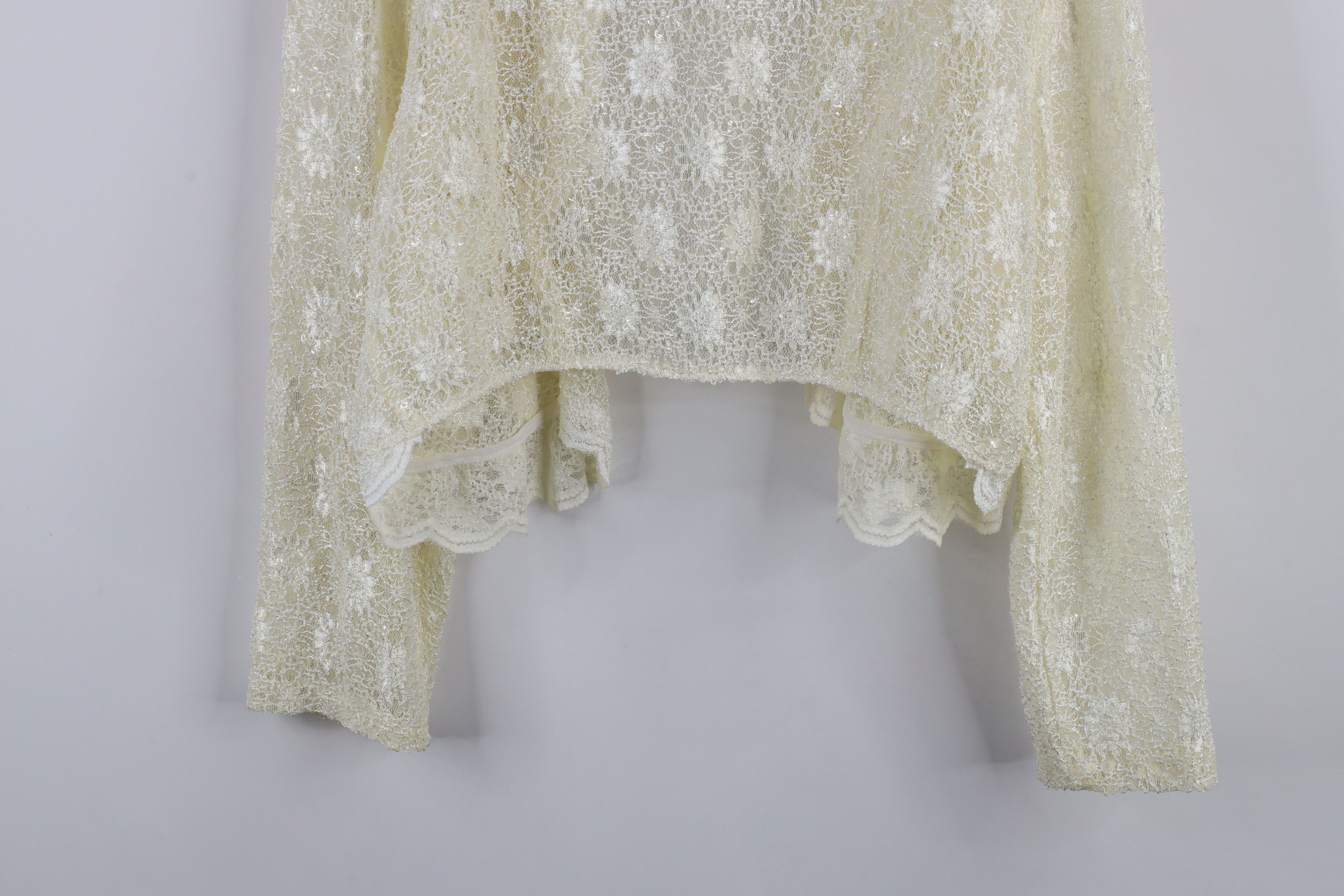 Vintage Vintage 90s Y2K Babydoll Lace Flower Open Front Jacket Top Size XL / US 12-14 / IT 48-50 - 13 Thumbnail