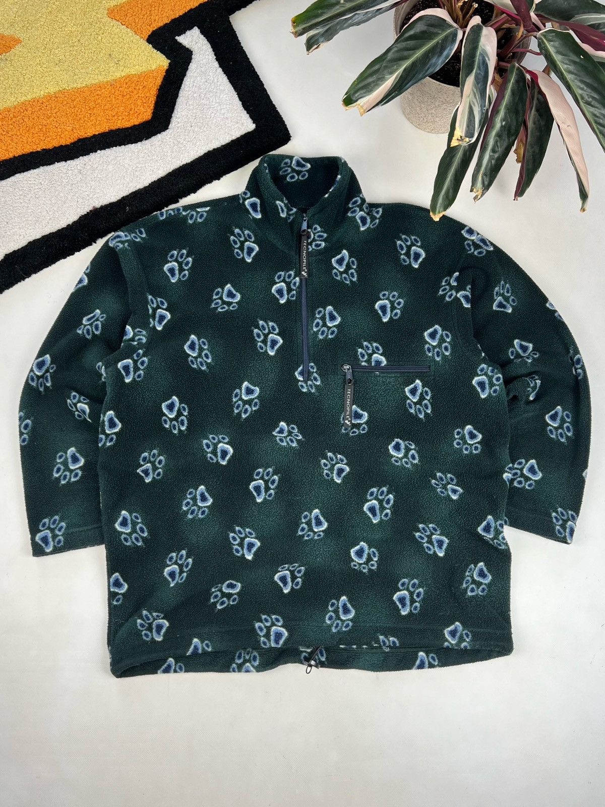 Jack Wolfskin × Vintage 90s Vintage Jack Wolfskin Fleece Red Paws Size US XL / EU 56 / 4 - 1 Thumbnail