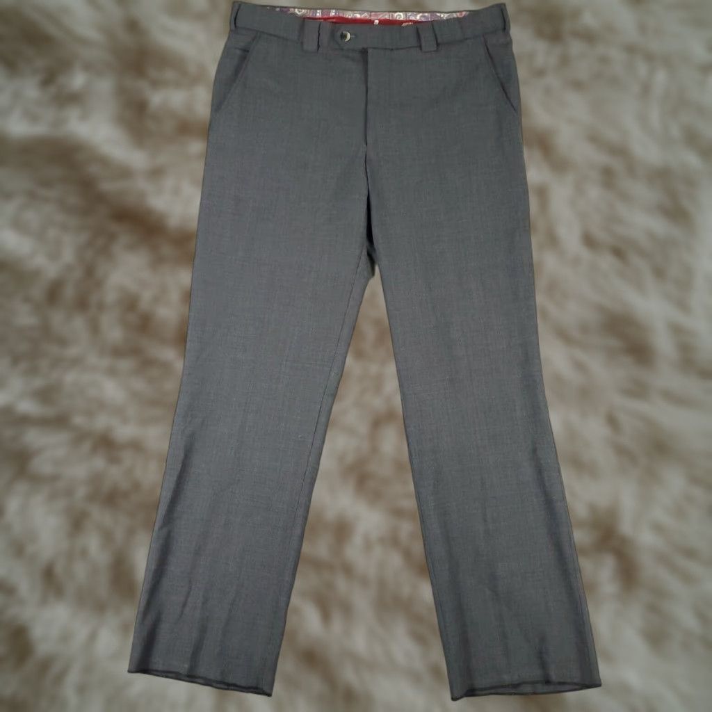 Vintage Meyer Chino Pants Mens 34x30 Gray Flat Front Unhemmed Dress Trousers Regular Fit Size US 34 / EU 50 - 1 Thumbnail