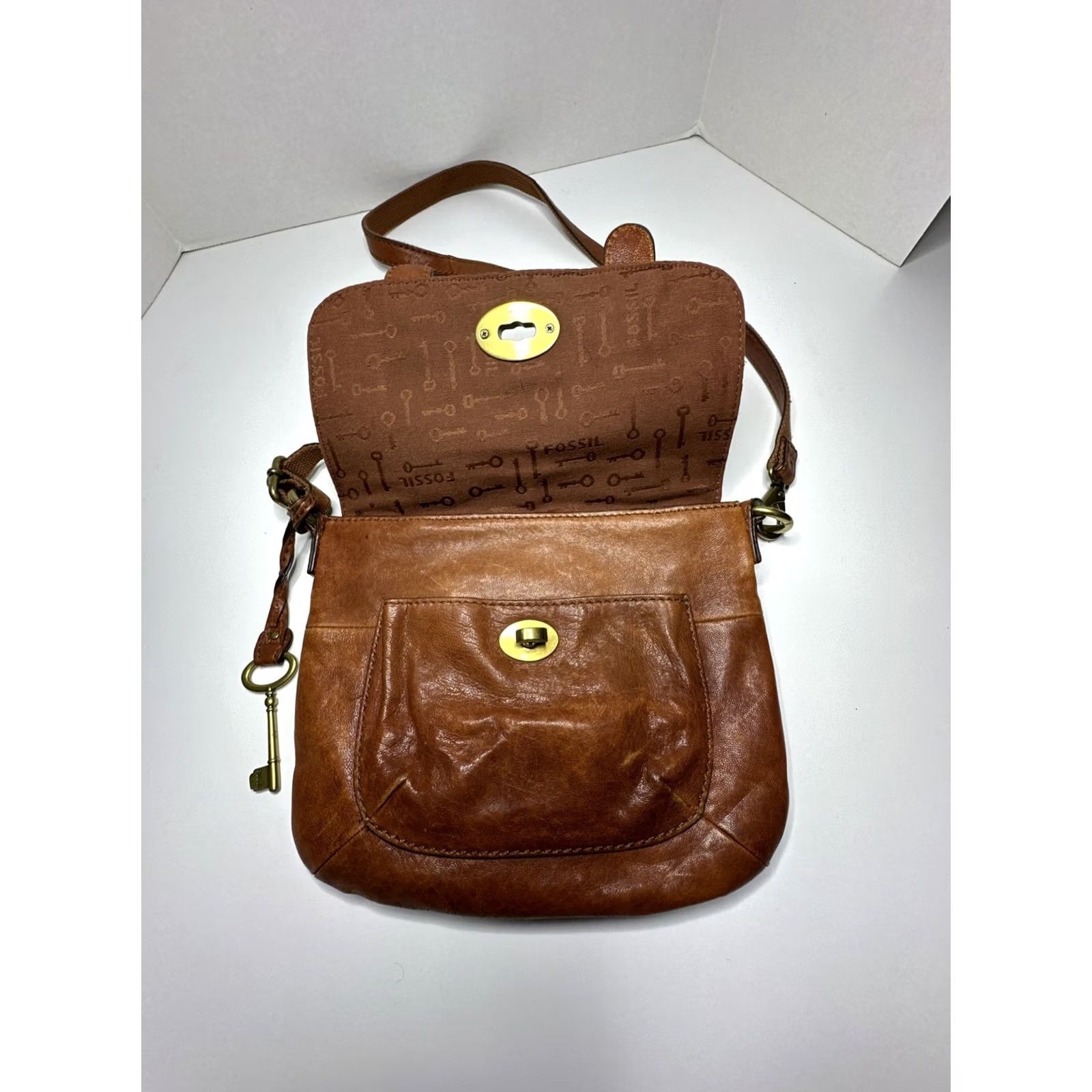 Fossil Fossil Carson Crossbody Brown Leather Organizer Bag Strap Handle ZB5058 Size ONE SIZE - 6 Thumbnail