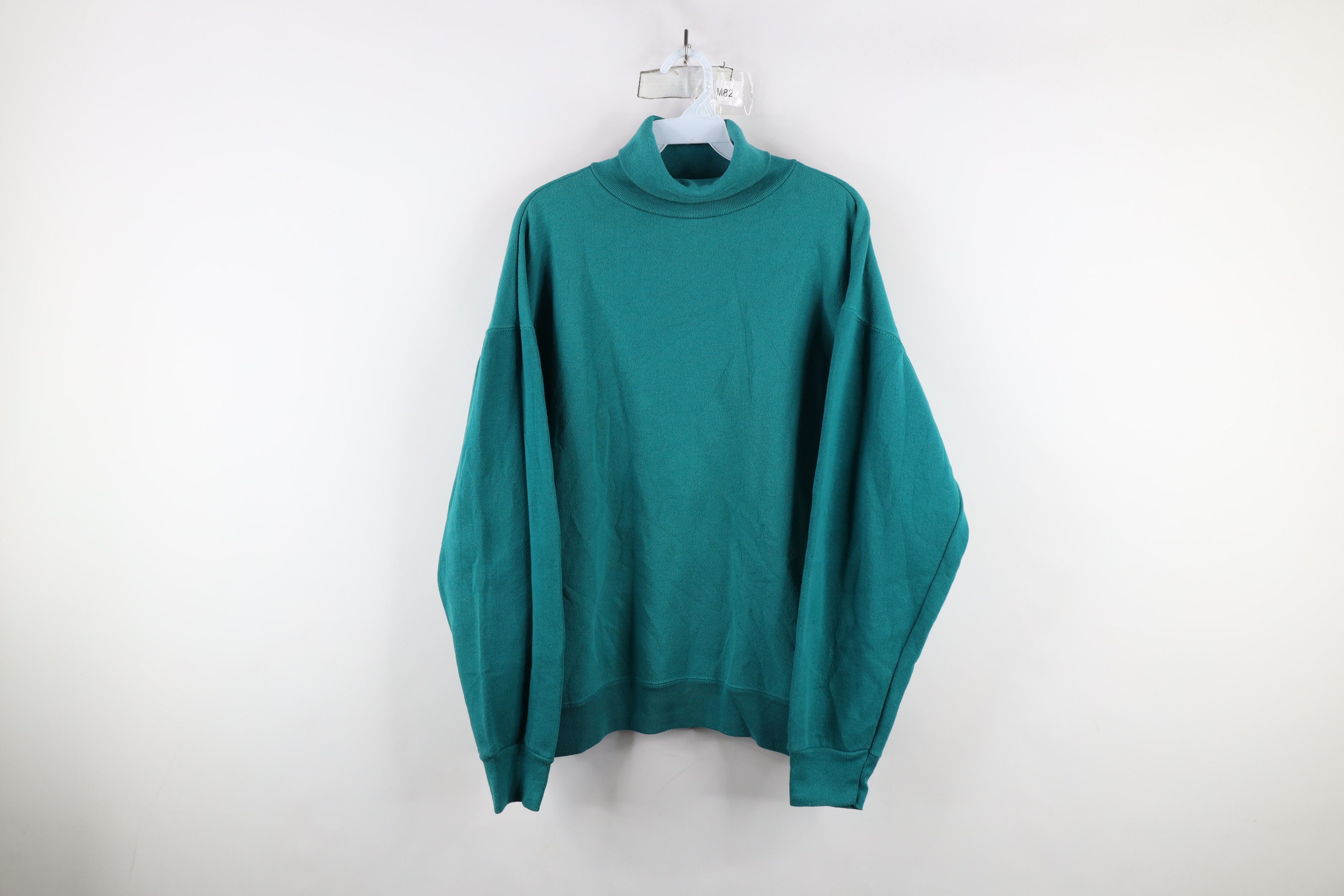 Vintage Vintage 90s Streetwear Heavy Turtleneck Sweatshirt Teal USA Size US XL / EU 56 / 4 - 1 Thumbnail