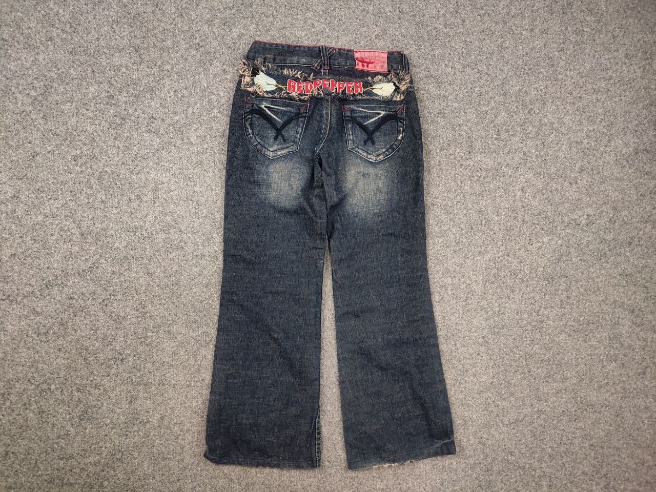 If Six Was Nine Red Pepper Japan Low Vintage Y2K embroidered Denim Jeans Size 27" / US 4 / IT 40 - 2 Thumbnail