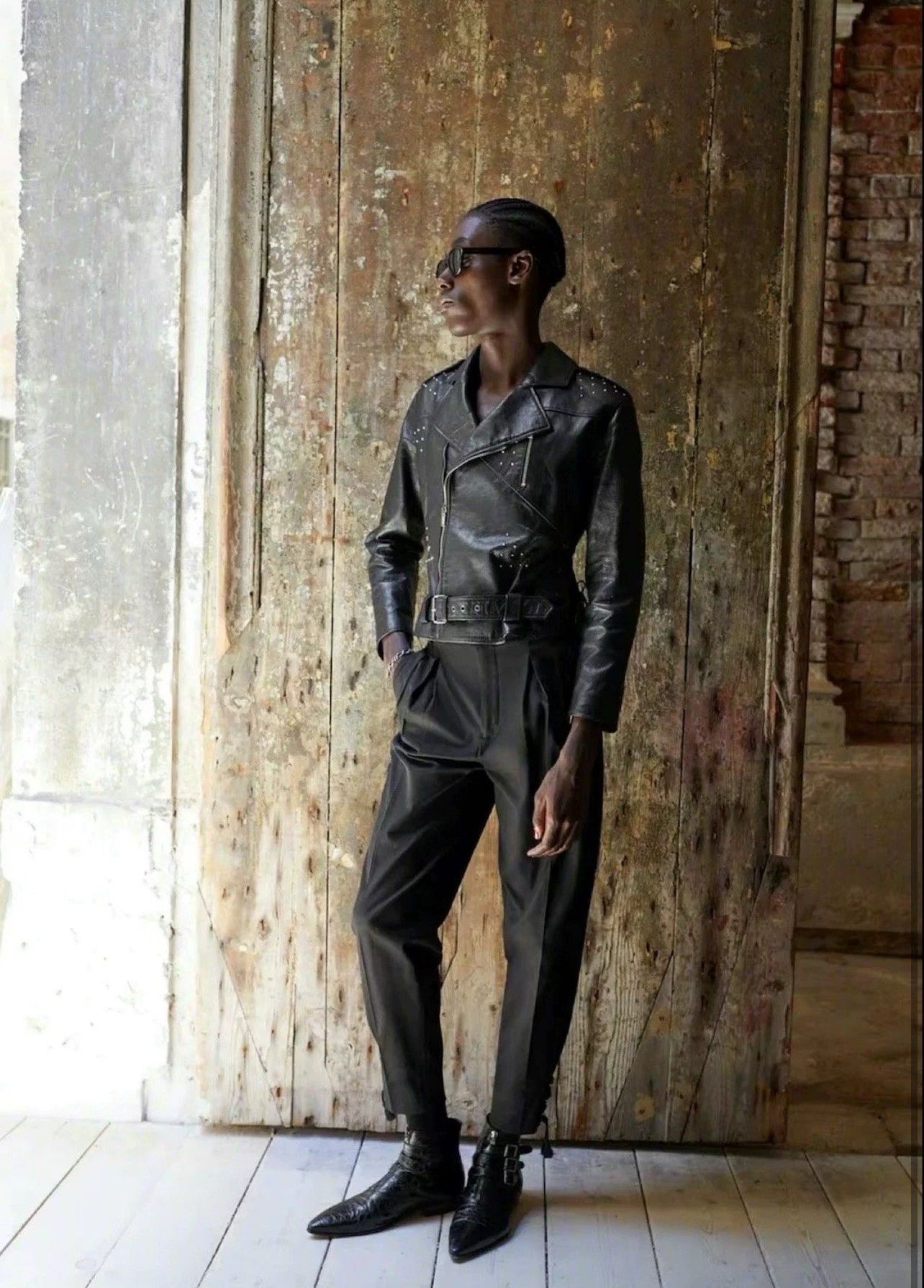 Saint Laurent Paris Saint Laurent studded drawstring motorcycle leather jacket Size US S / EU 44-46 / 1 - 8 Thumbnail
