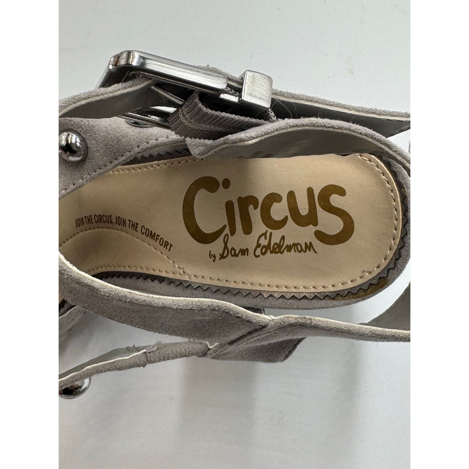 Sam Edelman Circus by Sam Edelman Gray Ankle Strap Studded Heels Size 8 Size US 8 / IT 38 - 10 Thumbnail
