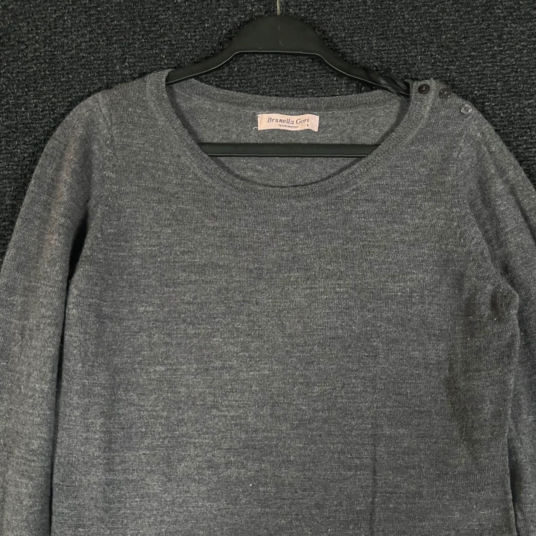 Vintage Brunella Gori Grey 100% Wool Sweater Dress Jacket? No. Size L / US 10 / IT 46 - 2 Thumbnail