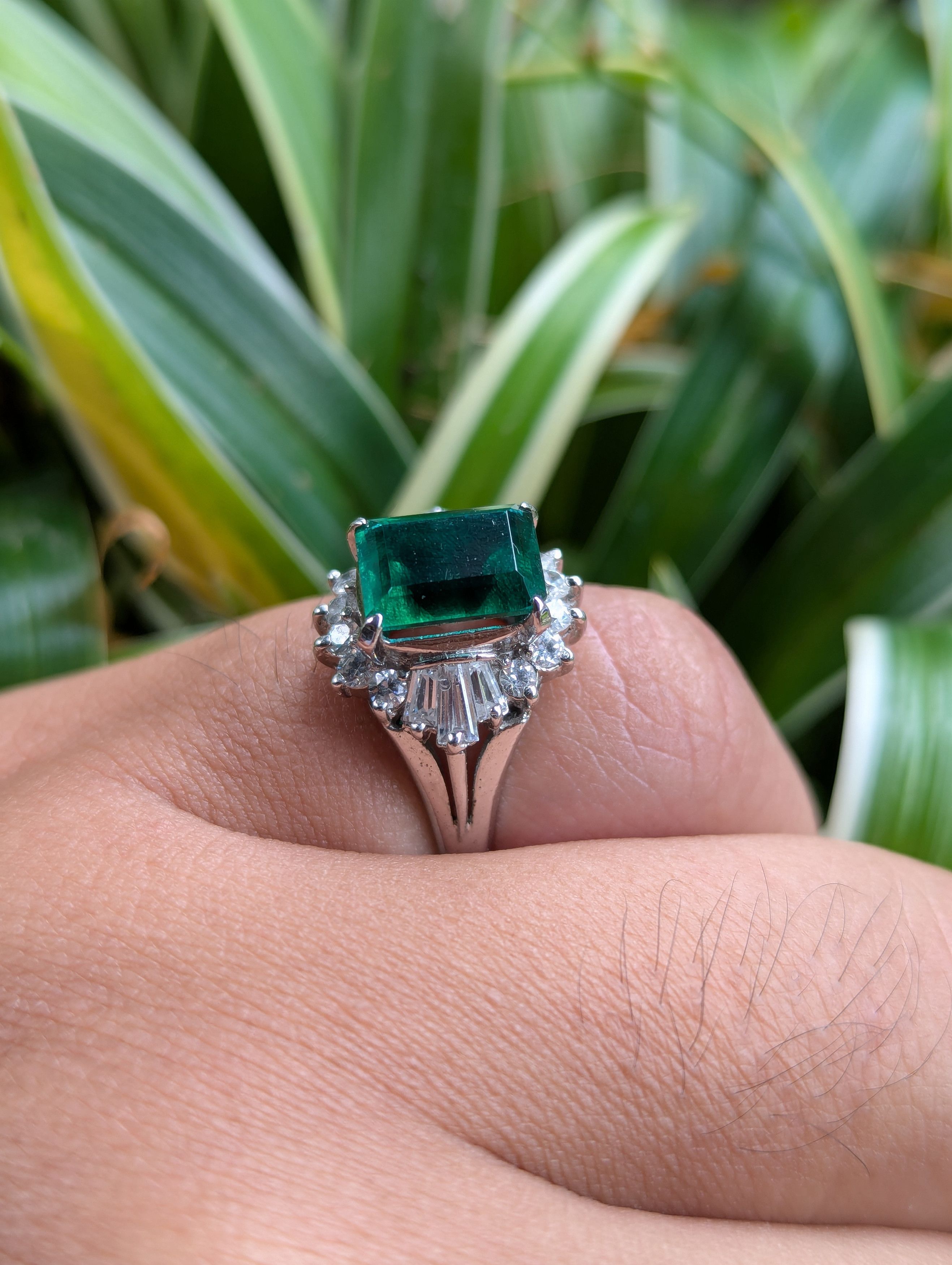 Sterling Silver 925 Sterling Silver Ring with Green Diamond Size ONE SIZE - 2 Thumbnail