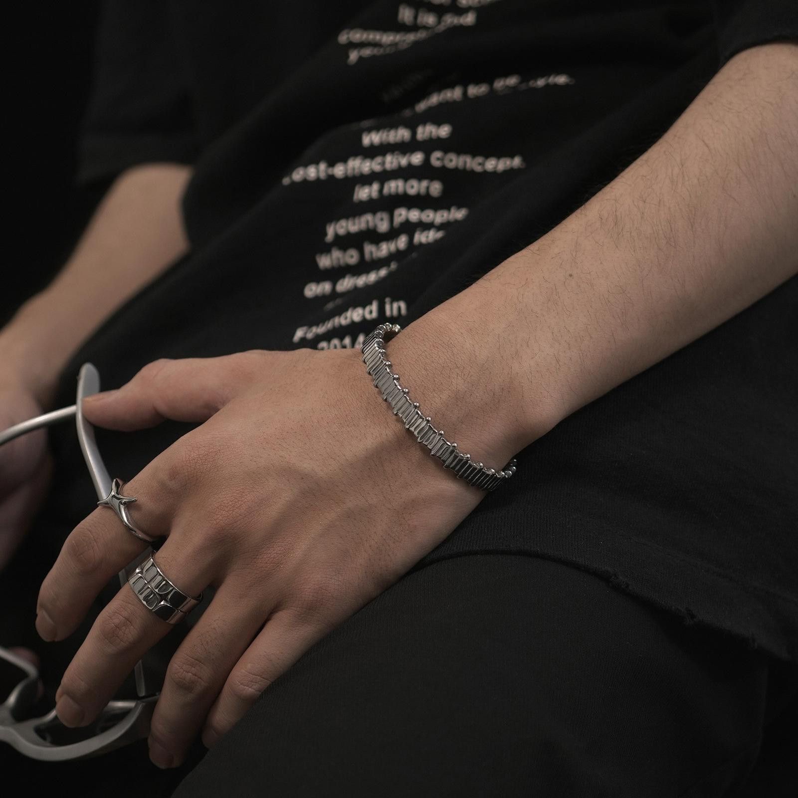 Vintage Broken Silver Cuff – Wide Cold Wind Bracelet, Unisex Size ONE SIZE - 3 Thumbnail