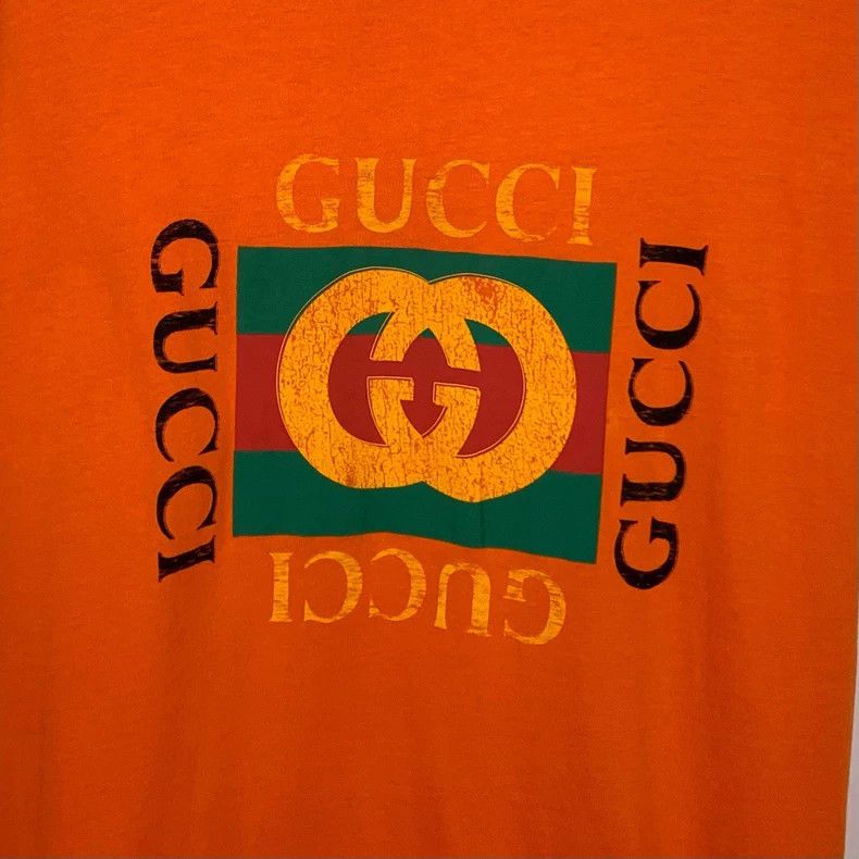 Gucci Gucci Logo letter printed round neck orange cotton short-sl Size US XL / EU 56 / 4 - 6 Thumbnail