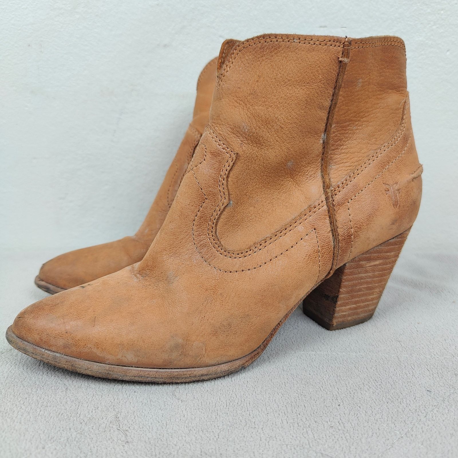 Frye Frye Reina Western Booties Womens 7M Tan Leather Size US 7 / IT 37 - 5 Thumbnail