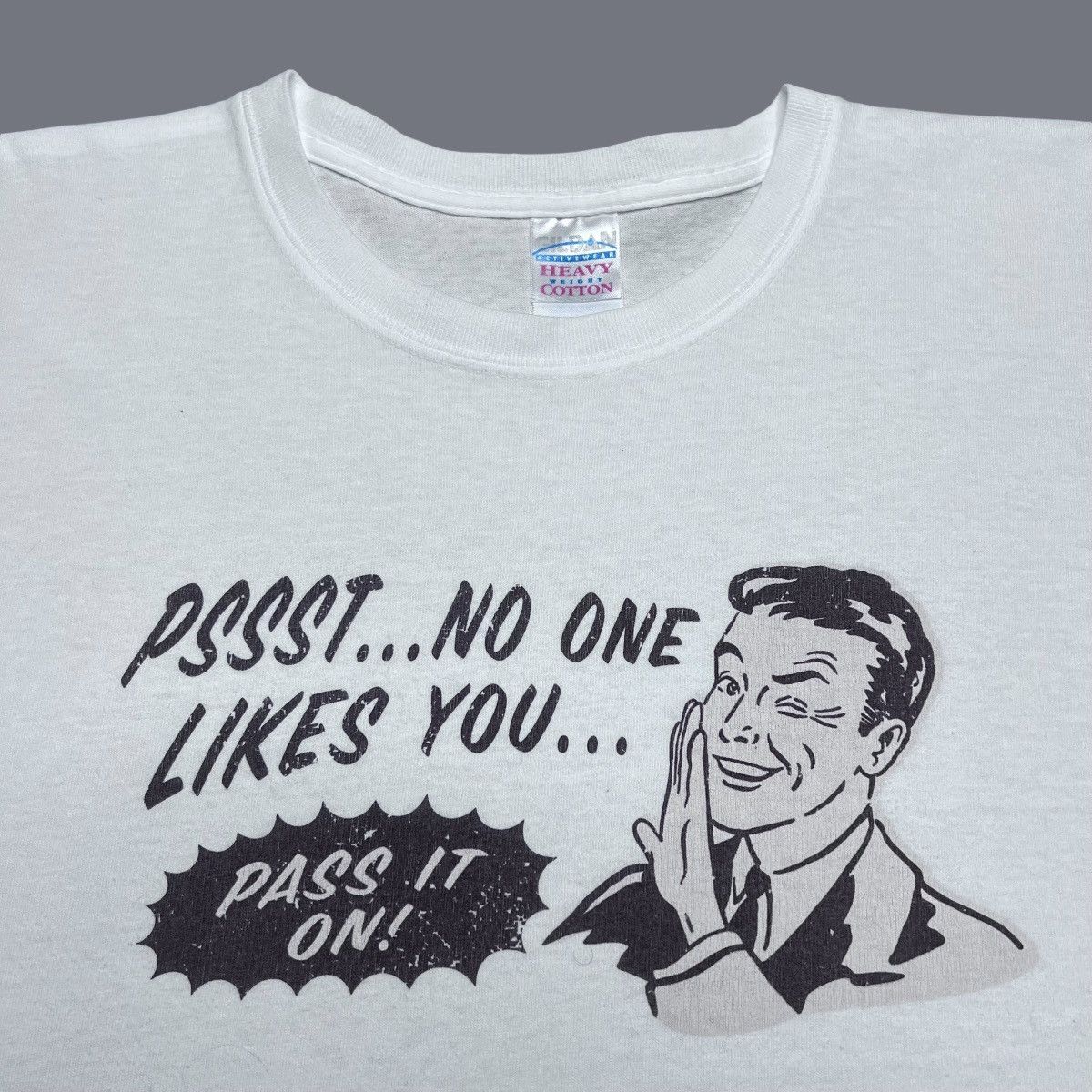 Vintage Vintage 90s Pssst No One Likes You Pass It On Funny Art Tee Size US XXL / EU 58 / 5 - 9 Thumbnail