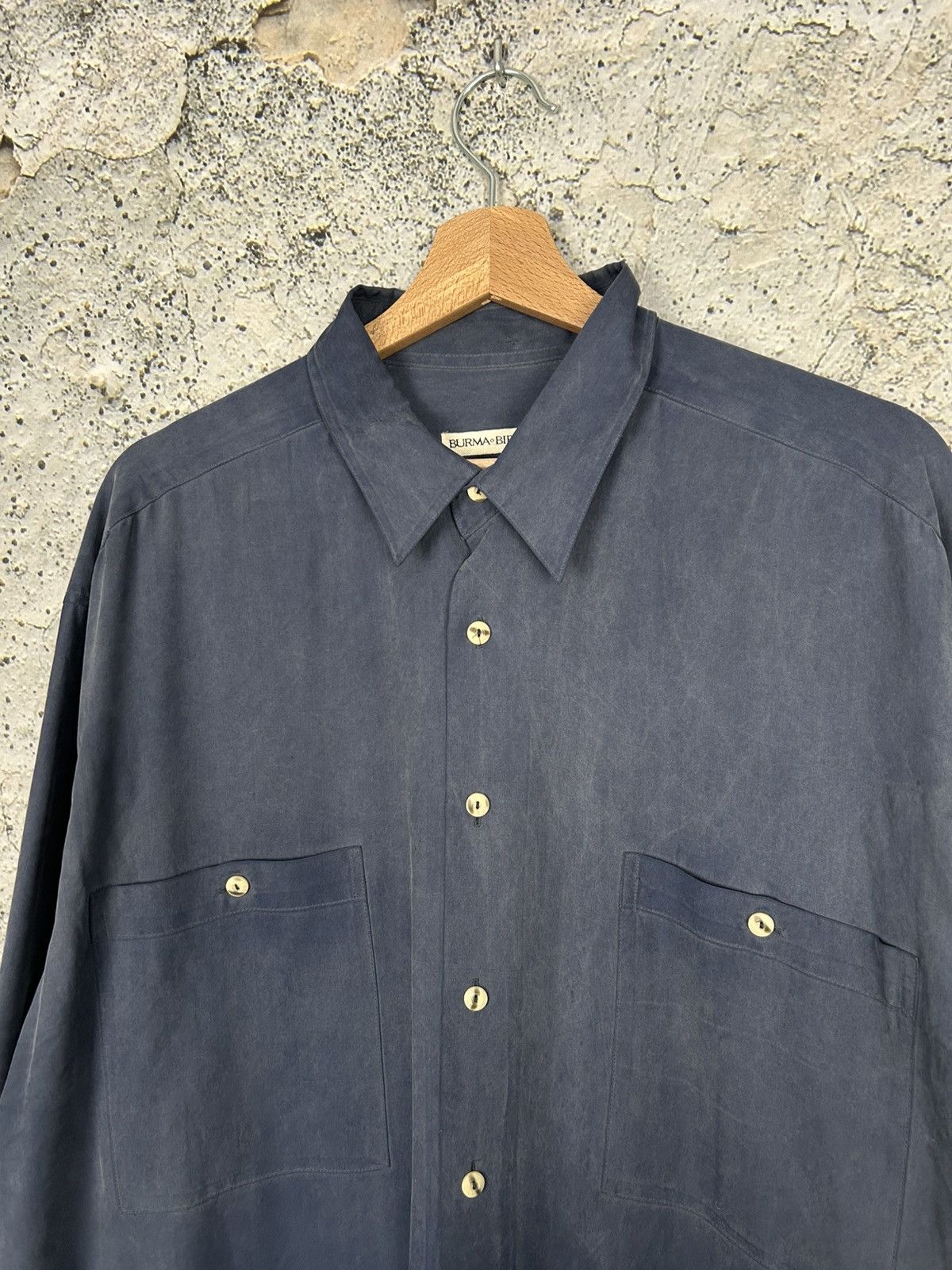 Vintage Vintage Silk Shirt Blue Avant Garde Japanese Alternative Size US L / EU 52-54 / 3 - 3 Thumbnail