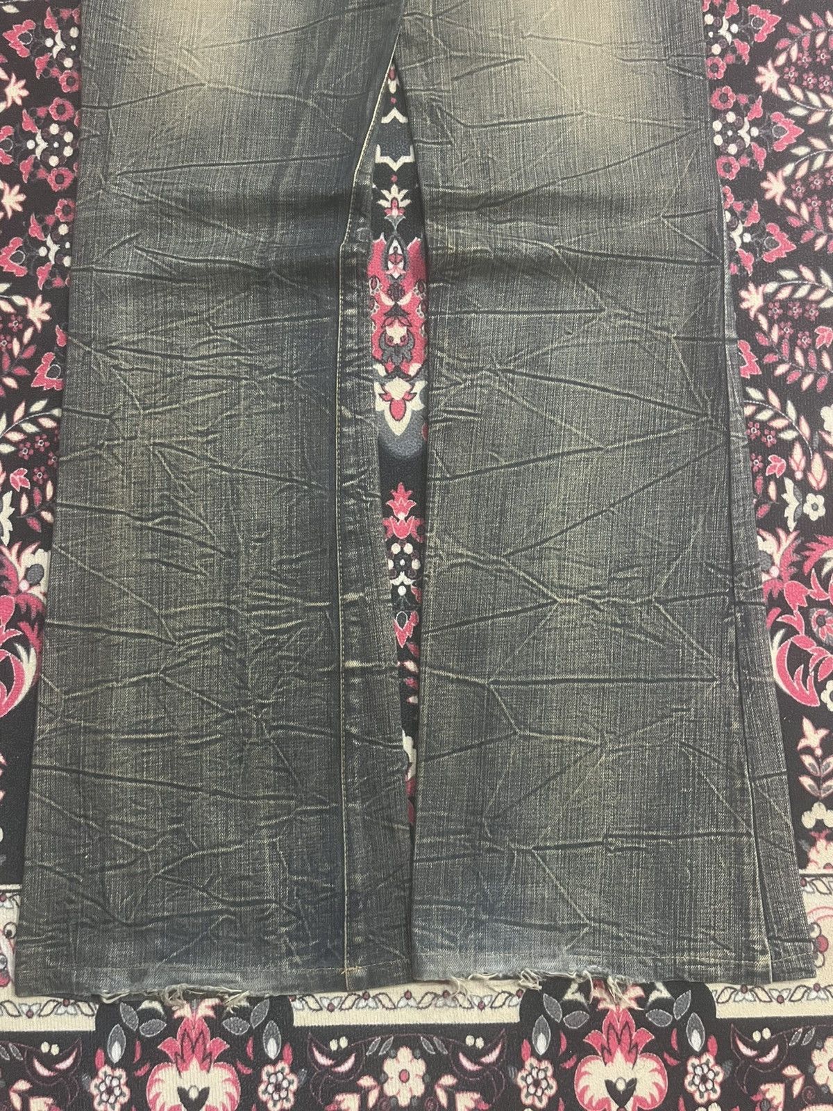 Number (N)ine Japanese Brand Mud Washed Distressed Glass Crack Flare Jeans Size US 32 / EU 48 - 9 Thumbnail