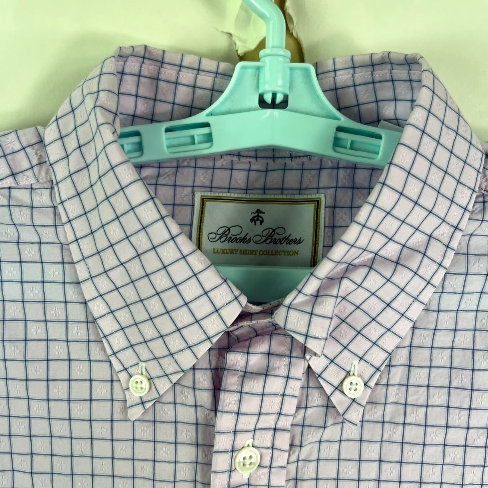 Brooks Brothers VINTAGE Brooks Brothers Button-Up Shirt Mens Regular Purple Check Embossed Print N/A Size US M / EU 48-50 / 2 - 3 Thumbnail
