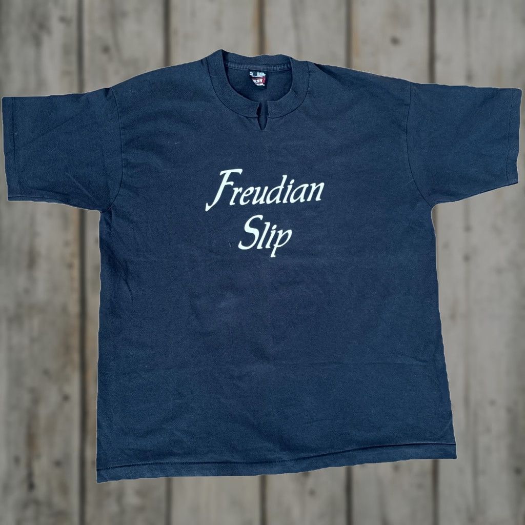 Fruit Of The Loom VINTAGE Sigmund Freud “Freudian Slip” Single Stitch Funny T-Shirt Mens XL Black Size US XL / EU 56 / 4 - 1 Thumbnail