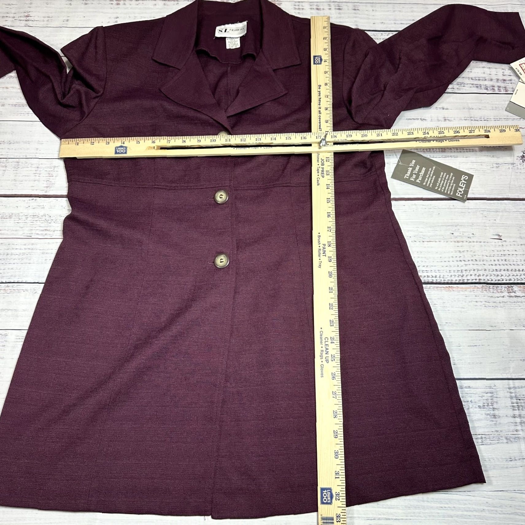 Vintage S.L. Fashions Maroon Jacket Dress Mini Long Sleeve Rayon Blend Women's Sz 18 NWT Size XXL / US 16-18 / IT 52-54 - 2 Thumbnail