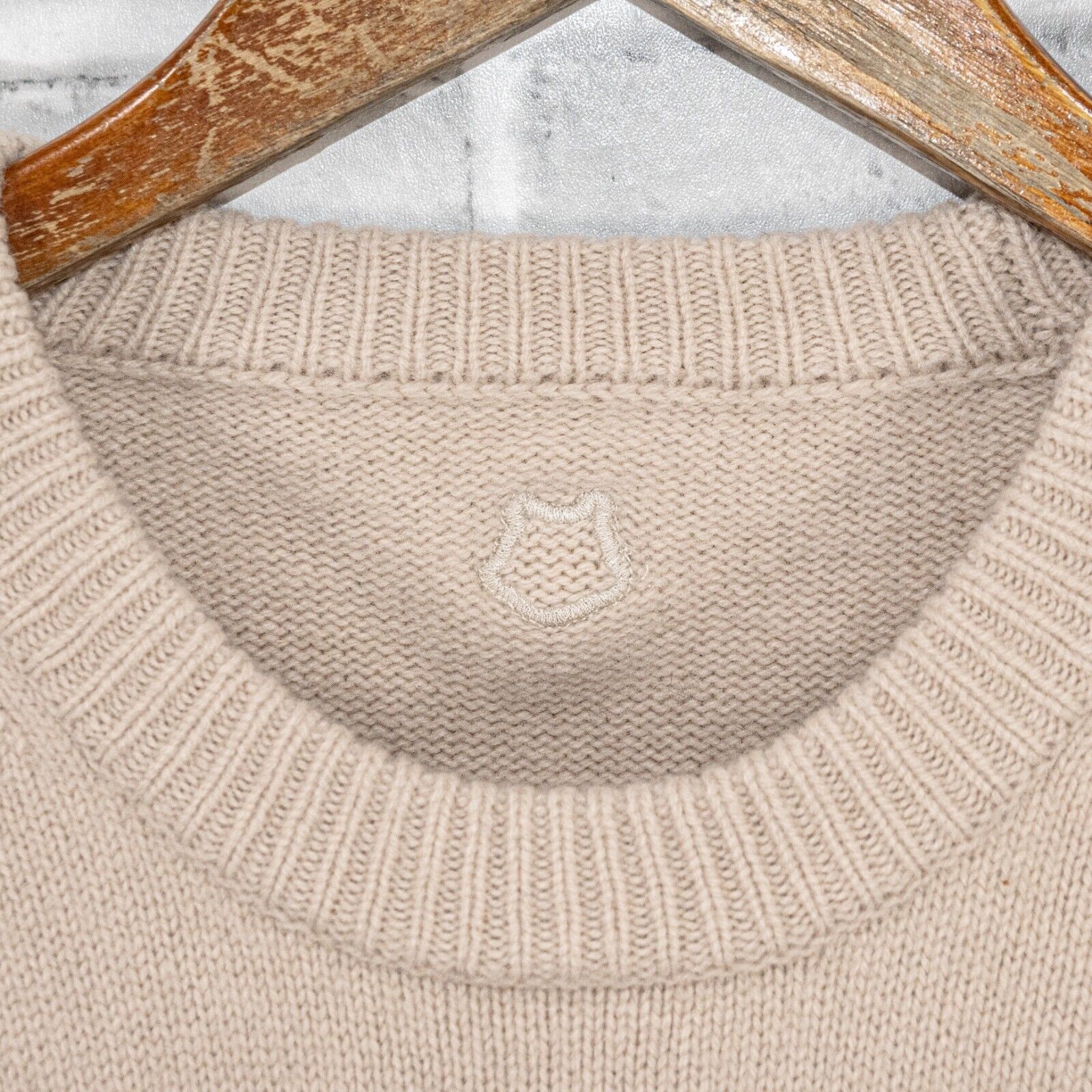 Kenzo KENZO Women's Wool K-Tiger Sweater Crewneck in Beige knit Size M / US 6-8 / IT 42-44 - 3 Thumbnail