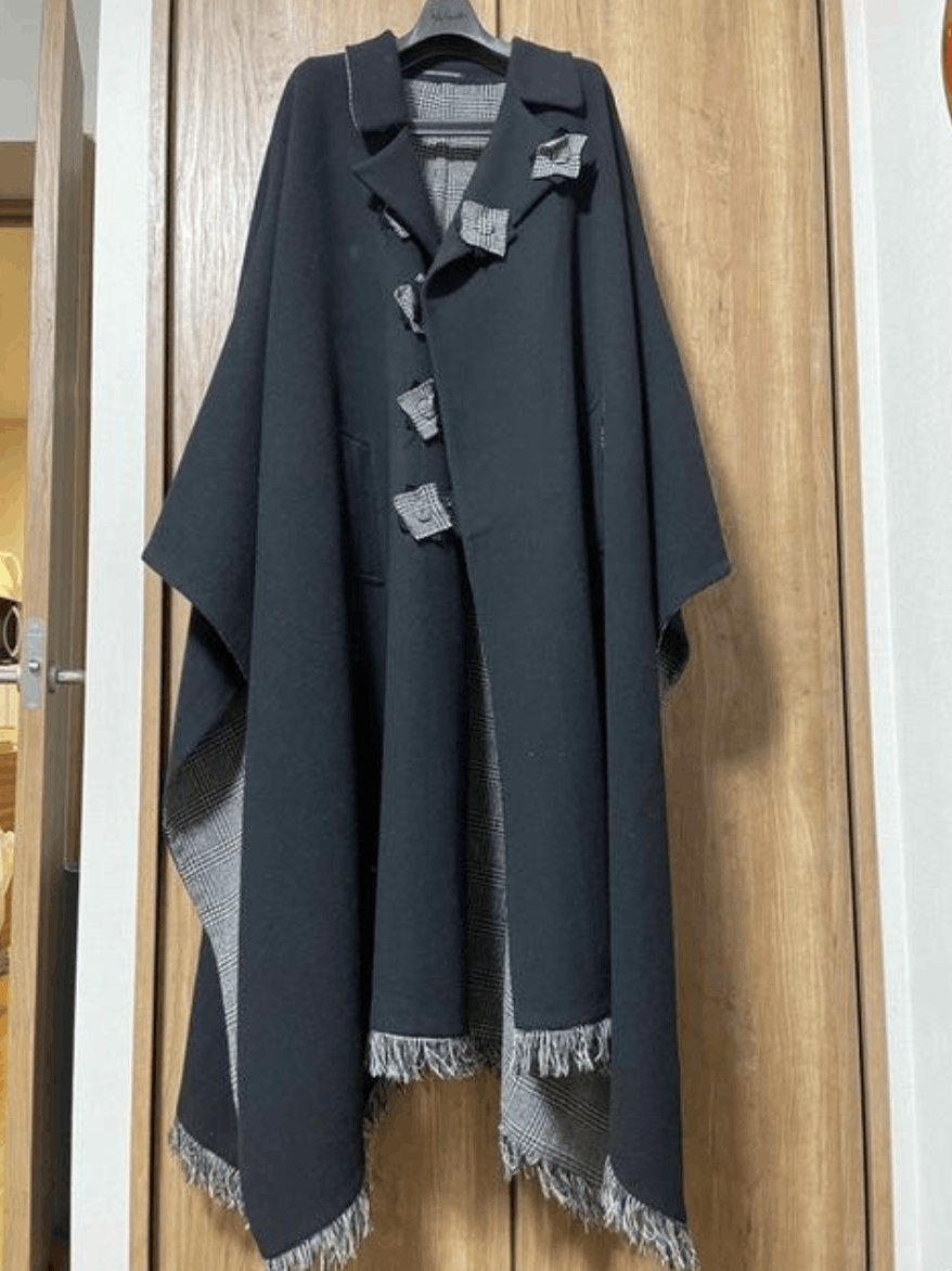 Yohji Yamamoto Yohji Yamamoto Pour Homme - Tweed Check Scrap Cape Coat Size US S / EU 44-46 / 1 - 4 Thumbnail