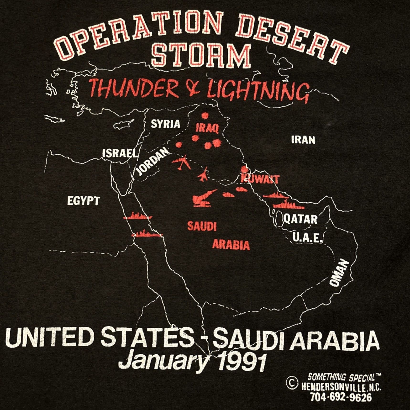 Hanes VINTAGE Hanes Operation Desert Storm Thunder Lightning T-Shirt Adult XL Black 2 Sided 1991 Mens Size US XL / EU 56 / 4 - 2 Thumbnail