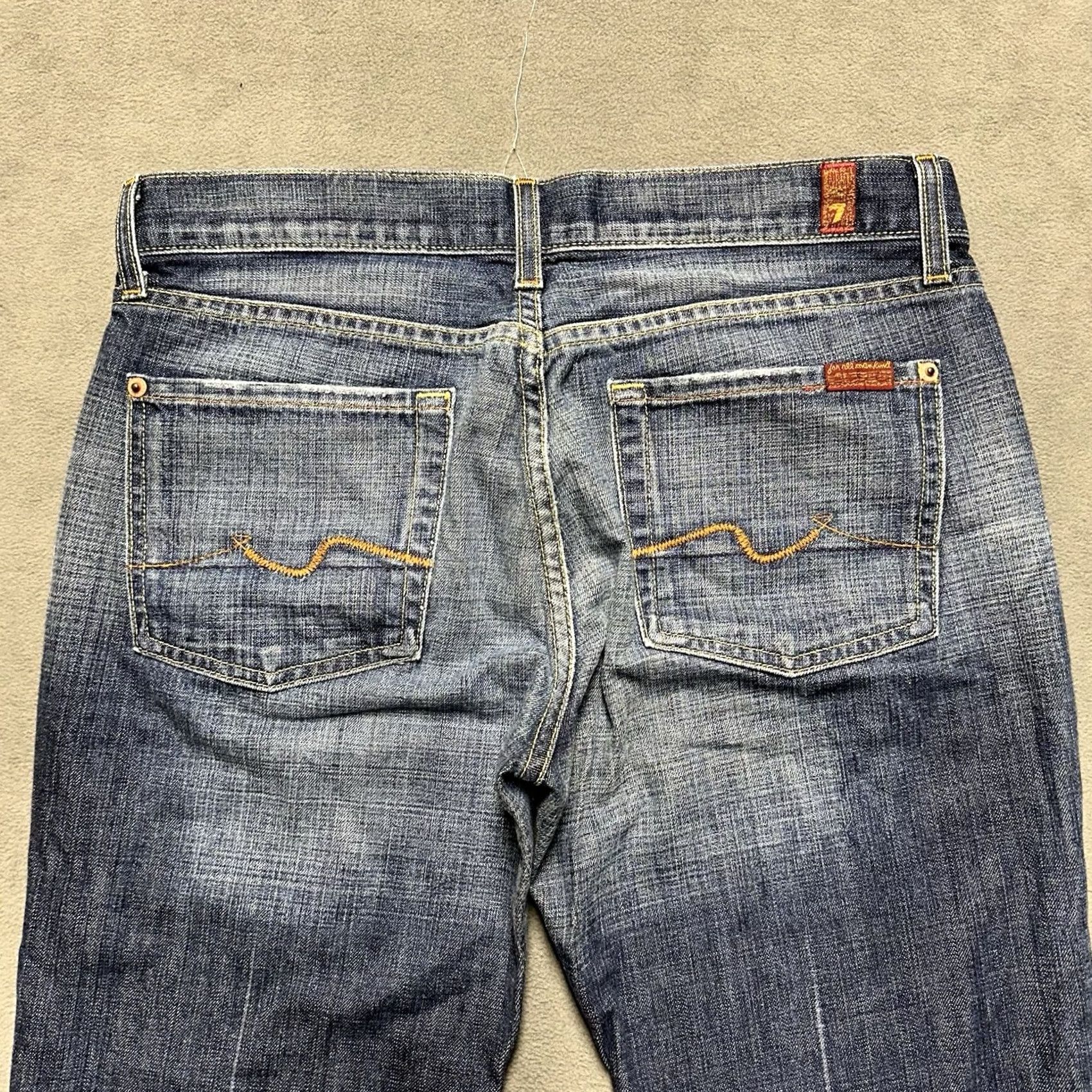 7 For All Mankind 7 For All Mankind Jeans Womens 30 Blue Denim Flared 31in Inseam 31in Waist Distressed Pockets Regular Rise 8.5" - Womens Jeans Size 24" / US 00 / IT 34 - 4 Thumbnail