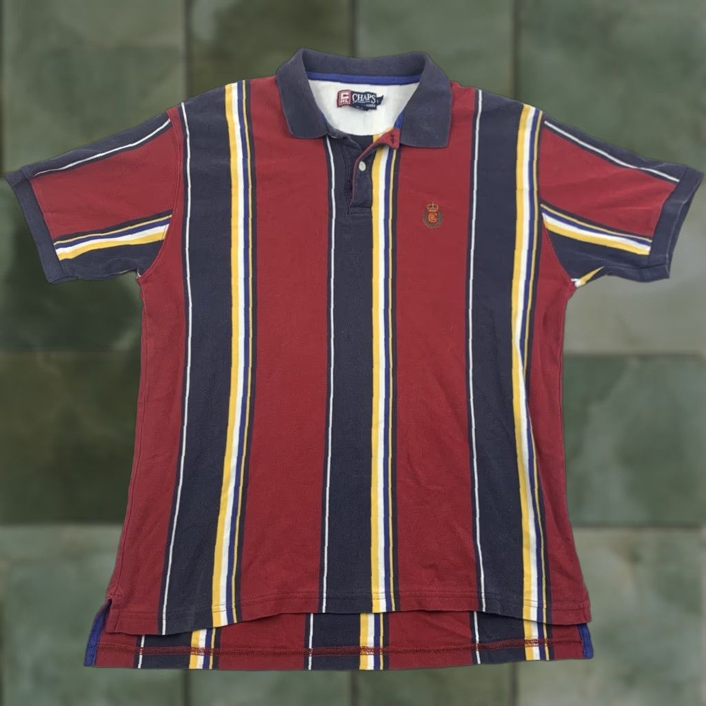 Chaps VINTAGE Ralph Lauren Chaps Polo Shirt Men Large Red Striped Collared Short Sleeve Preppy 90s Size US L / EU 52-54 / 3 - 1 Thumbnail