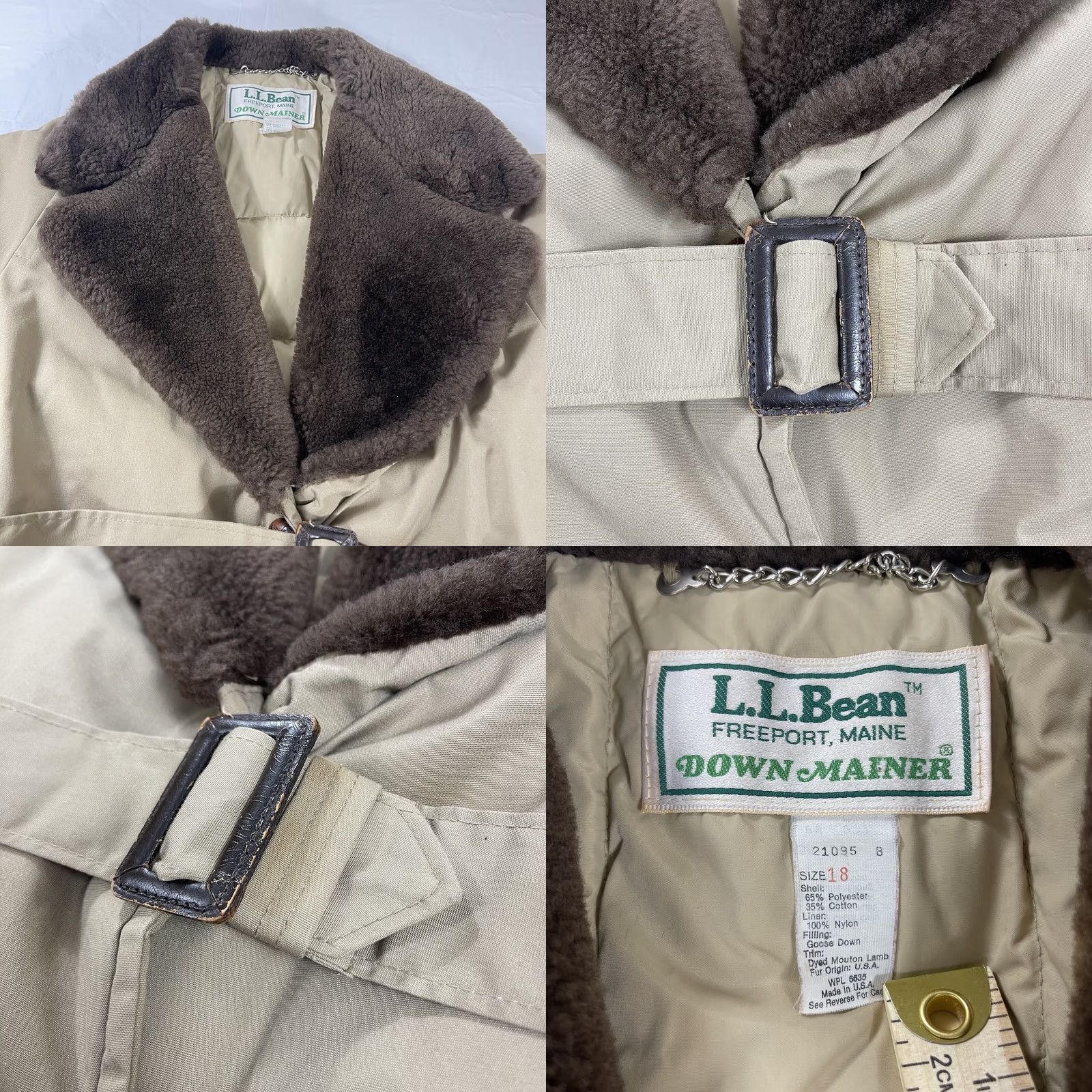 Vintage VINTAGE L.L. Bean Down Mainer Jacket Parka Belted 18 Beige Womens 80s USA Size XXL / US 16-18 / IT 52-54 - 10 Thumbnail