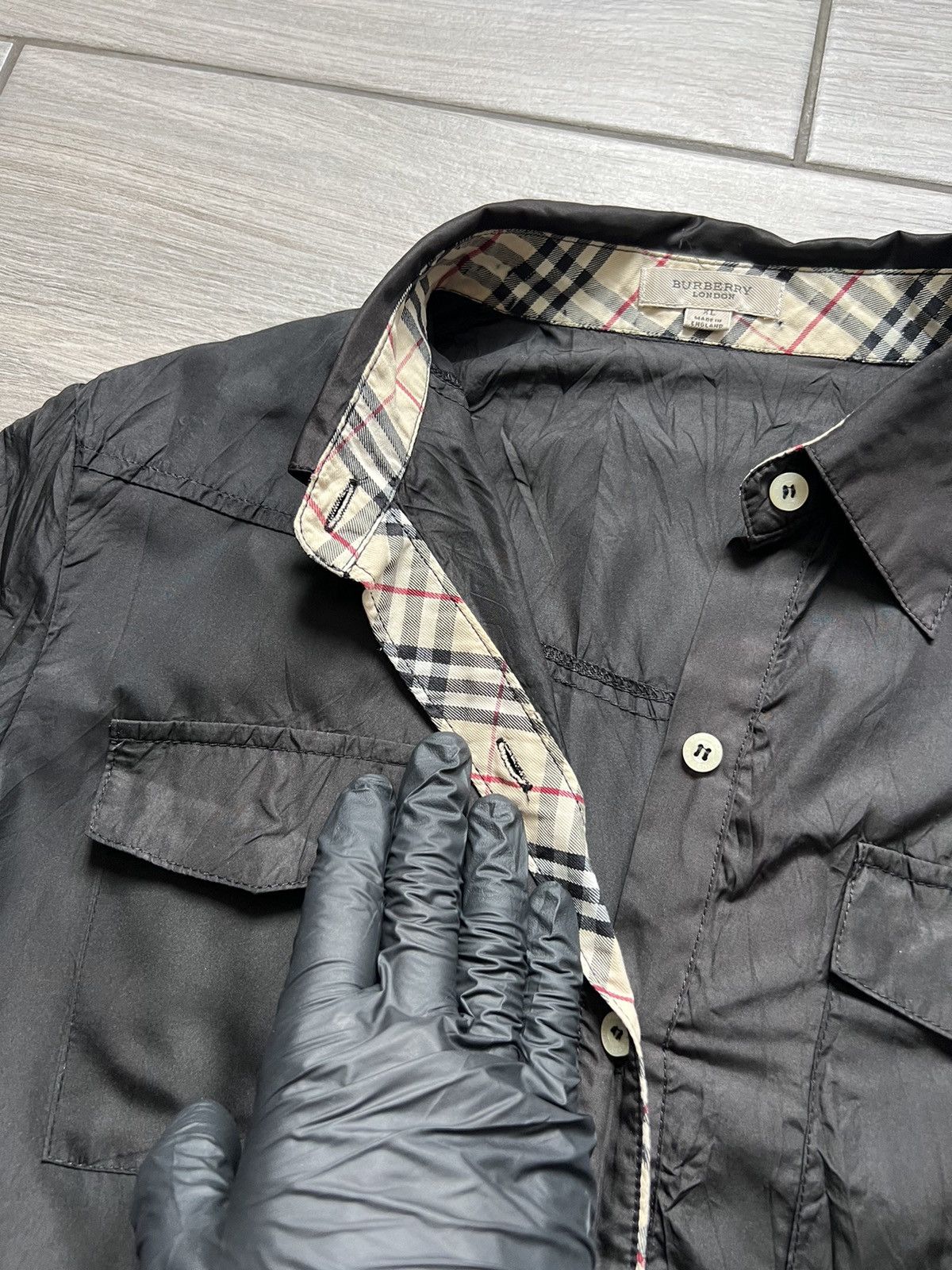 Burberry × Vintage Burberry Shirt Nova Check Plated Black Size XL / US 12-14 / IT 48-50 - 4 Thumbnail