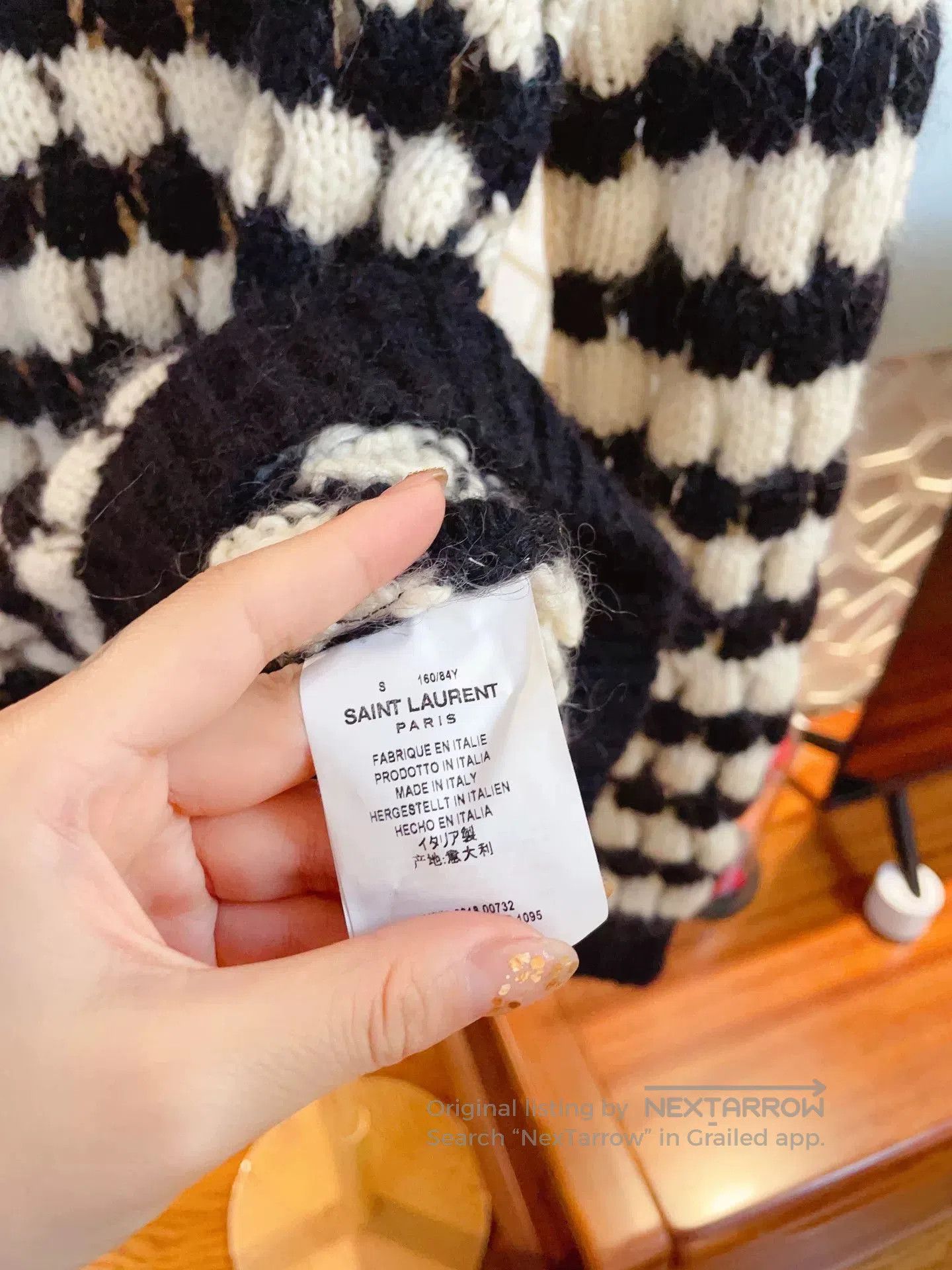 Saint Laurent Paris Saint Laurent Black White Striped Openwork Knit. Size S / US 4 / IT 40 - 8 Thumbnail