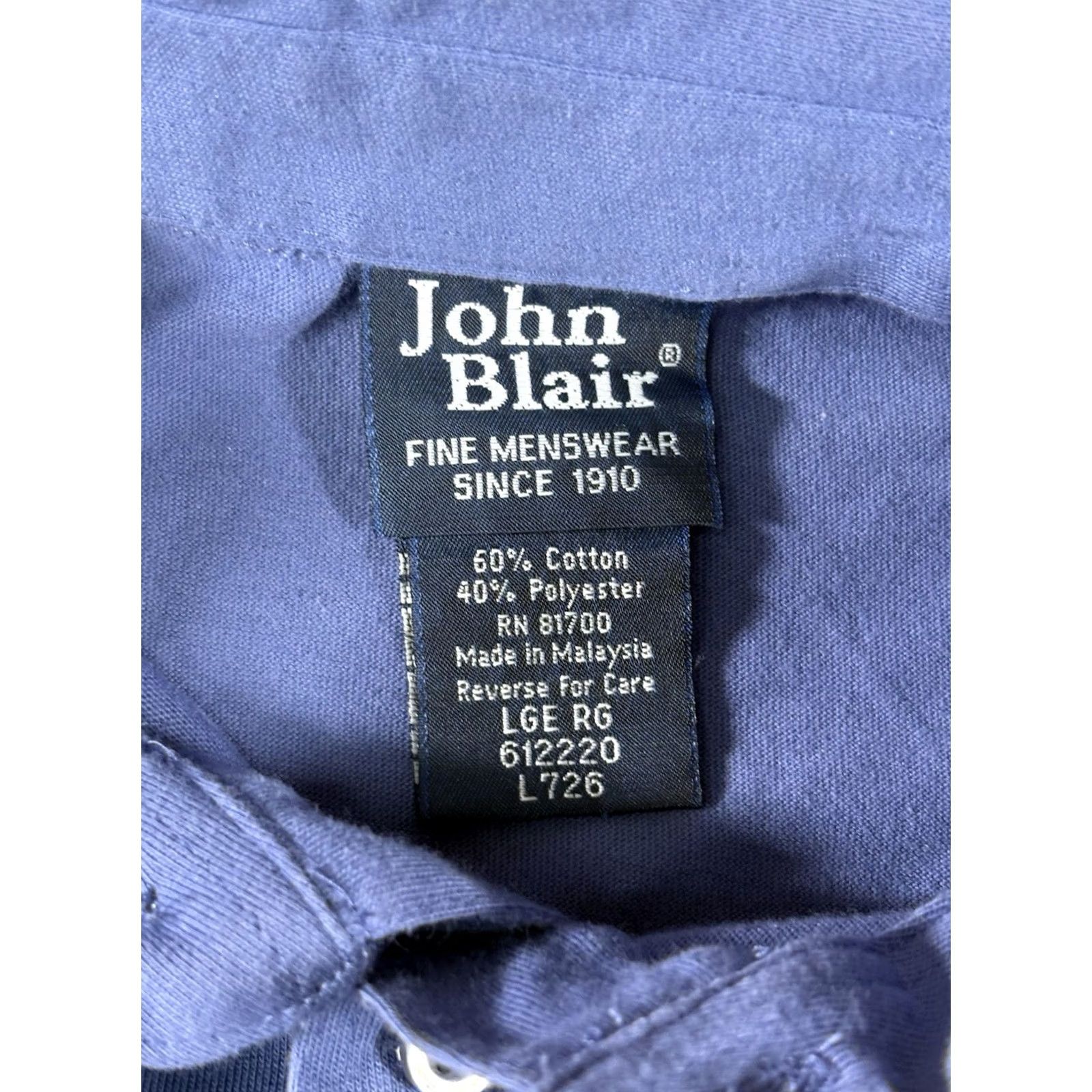 Blair VTG John Blair Double Pocket Henley Long Sleeve Blue Shirt Men’s Large Polo Shirt Mens Blue John Blair USA 90s Style Size US L / EU 52-54 / 3 - 3 Thumbnail