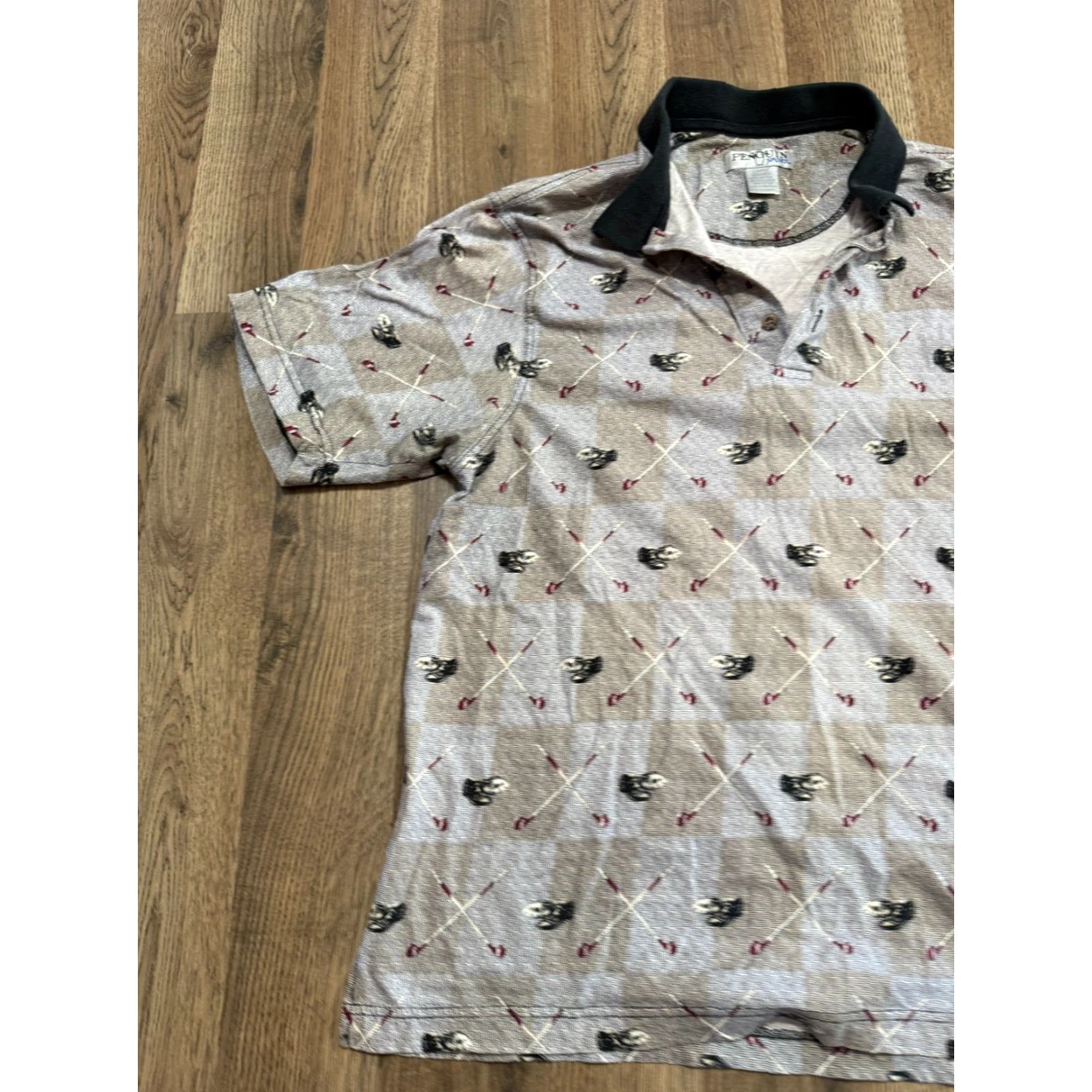 Vintage Penguin Sport Shirt Polo Shirt Men's Large Grey White Red Short Sleeve Printed Polo Shirt Casual Mens Regular Cotton Logo Vintage: No Size US L / EU 52-54 / 3 - 3 Thumbnail