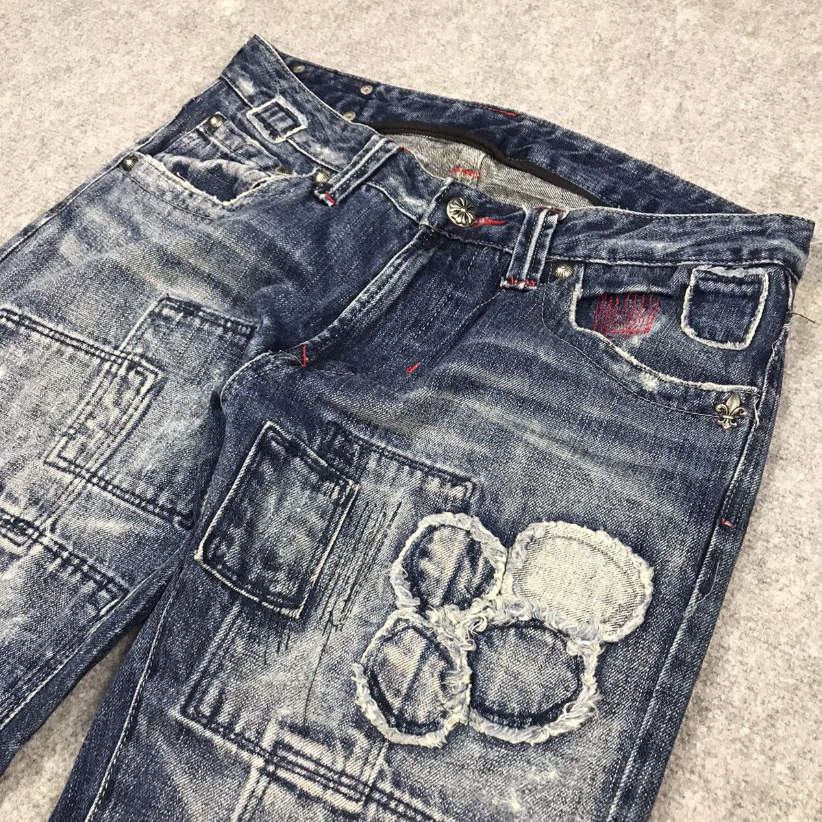 Japanese Brand × Le Grande Bleu (L.G.B.) FLARE PATCHWORK TRIM JAPAN BRAND BOOT CUT DENIM PANTS 141 Size US 30 / EU 46 - 8 Thumbnail