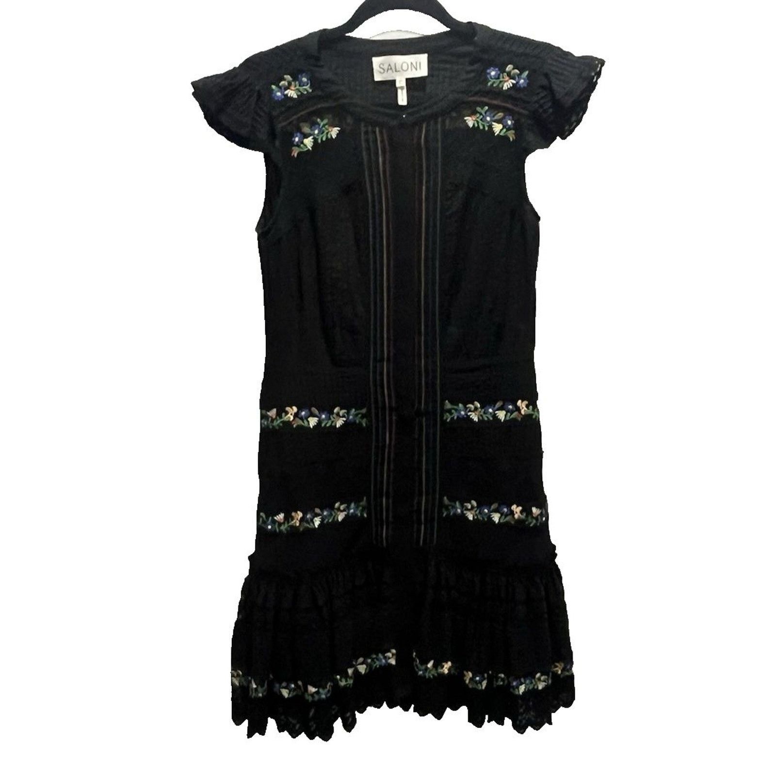 Other SALONI Bea Pintuck Ruffle Embroidered Cotton Mini Dress 4 Size S / US 4 / IT 40 - 2 Thumbnail