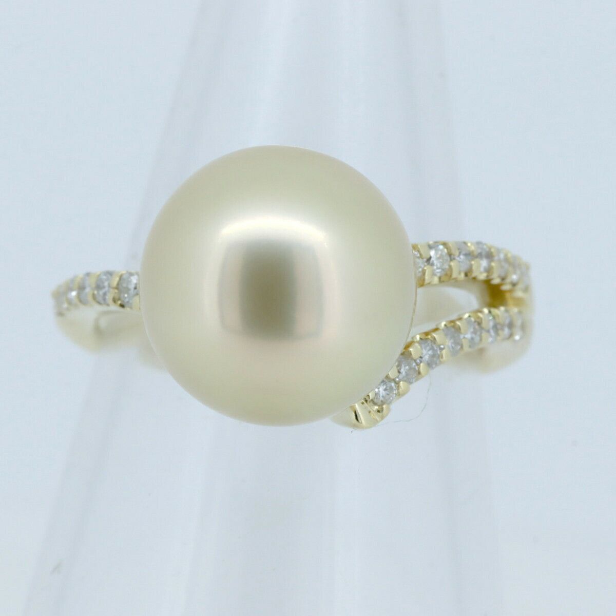 Other LuxUness Au750 Pearl Diamond Ring Leather Ring Size ONE SIZE - 1 Thumbnail