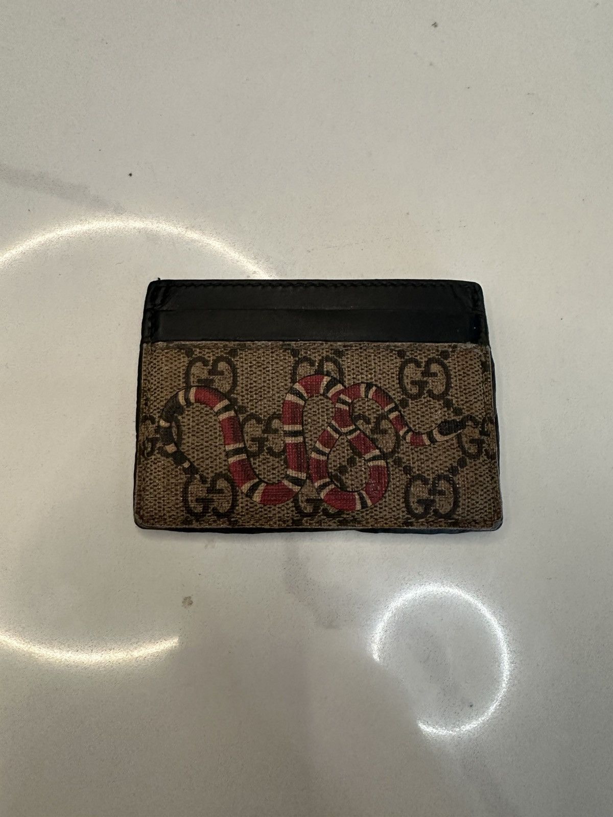 Gucci Gucci GG Kingsnake print card holder brown Size ONE SIZE - 1 Thumbnail