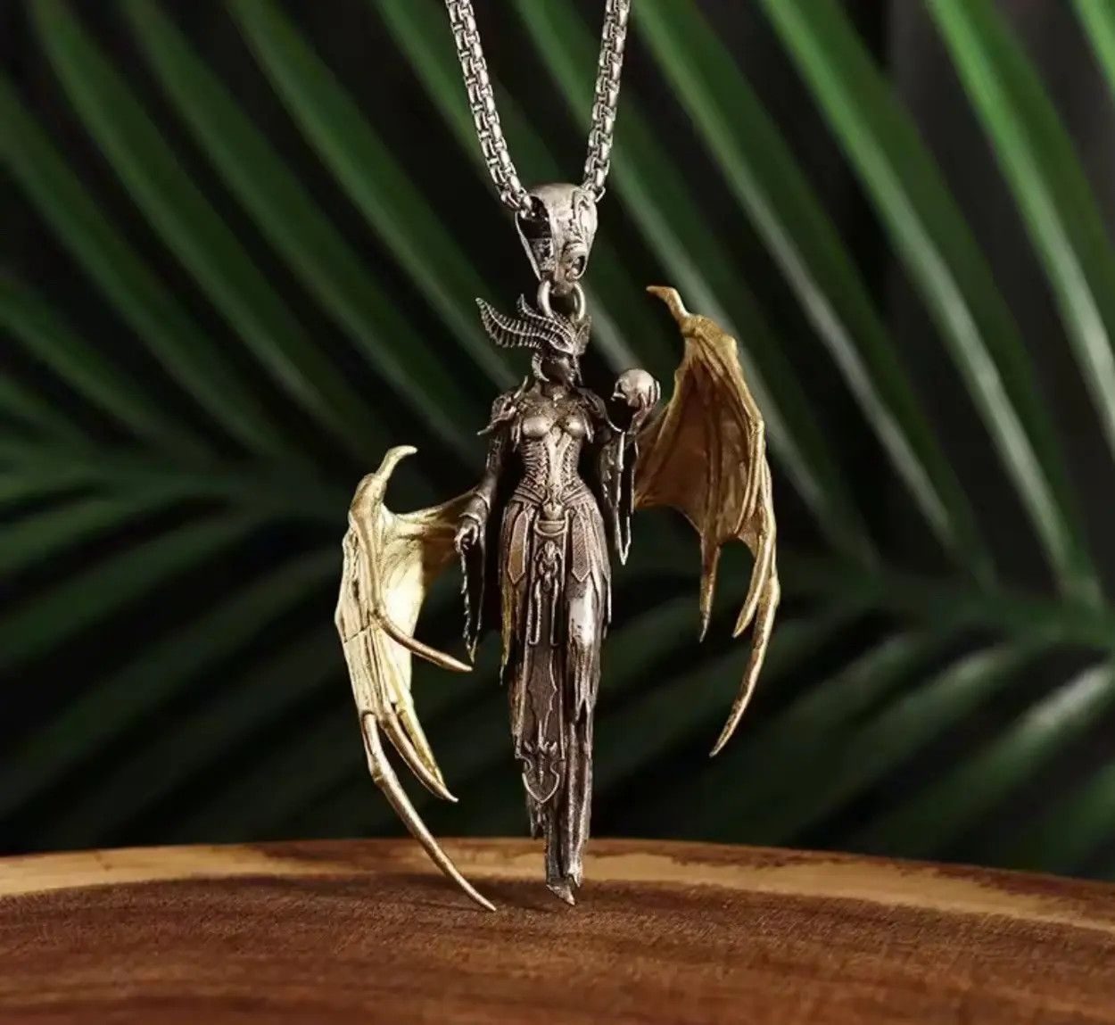 Jewelry Gothic Demon Queen Pendant Necklace – 60cm Chain – Size ONE SIZE - 1 Thumbnail