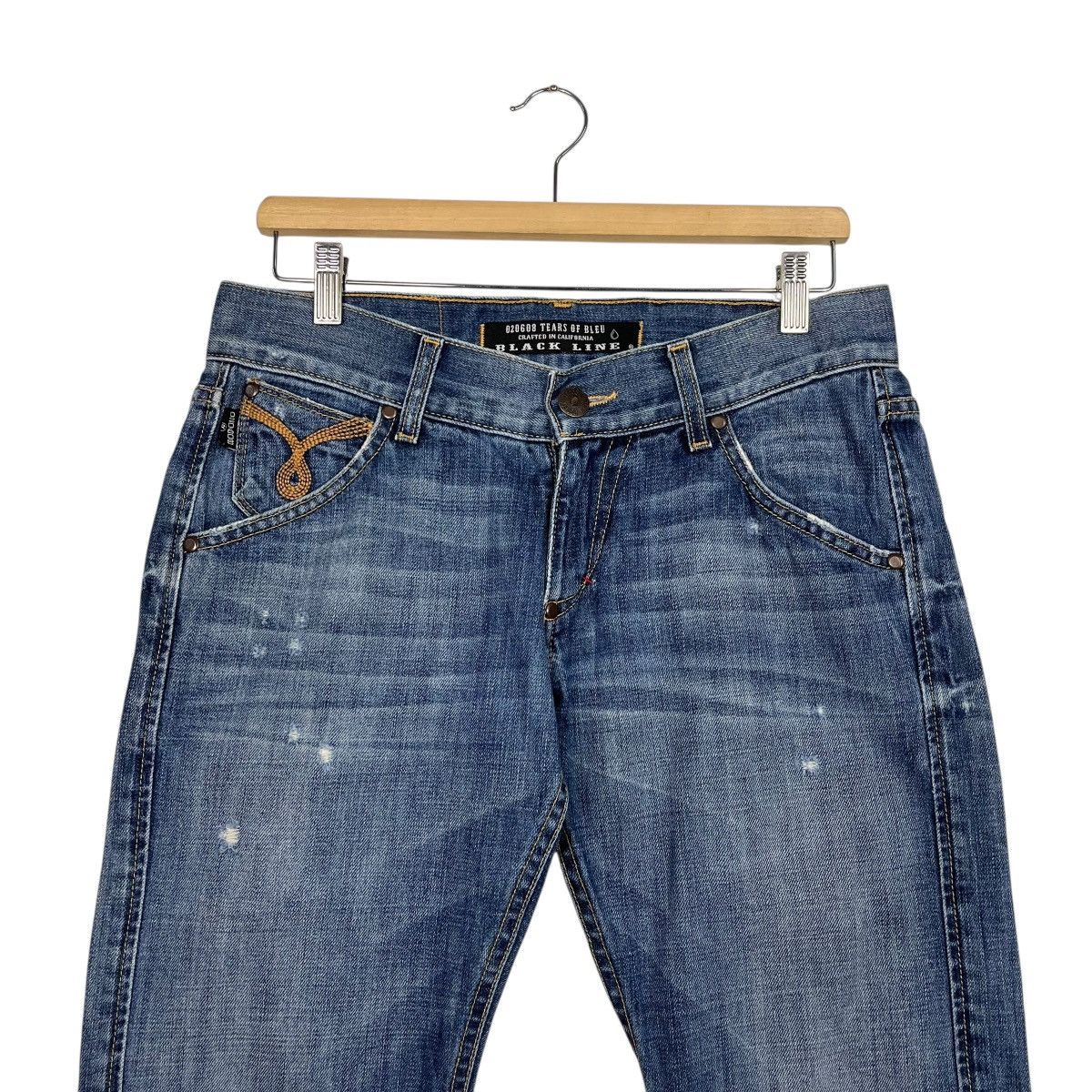 Japanese Brand Vintage 90s 020608 Tears Of Bleu Black Line Denim Size 32" / US 10 / IT 46 - 2 Thumbnail