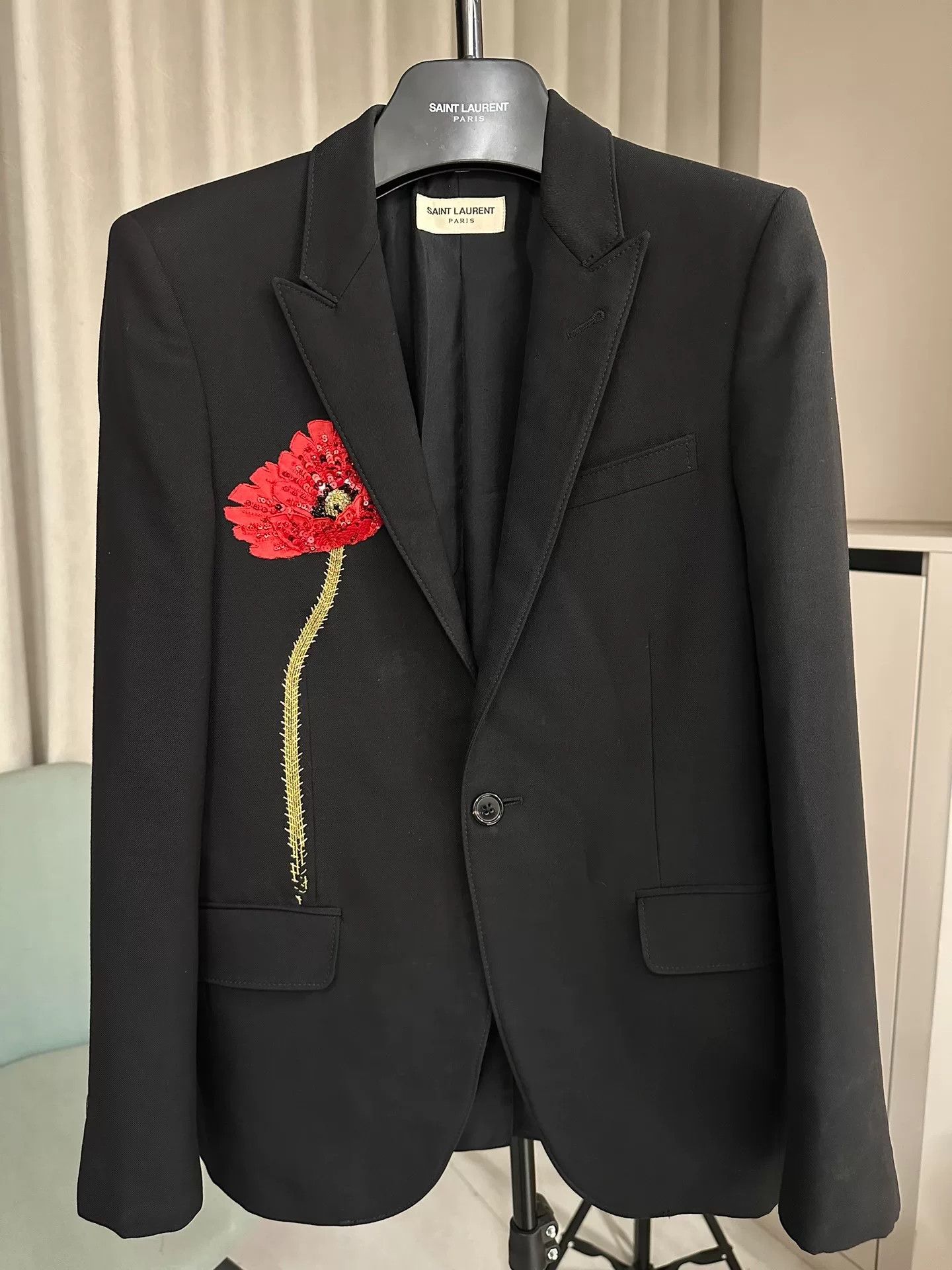 Saint Laurent Paris Saint Laurent Floral Embellished Blazer Size US XS / EU 42 / 0 - 1 Thumbnail