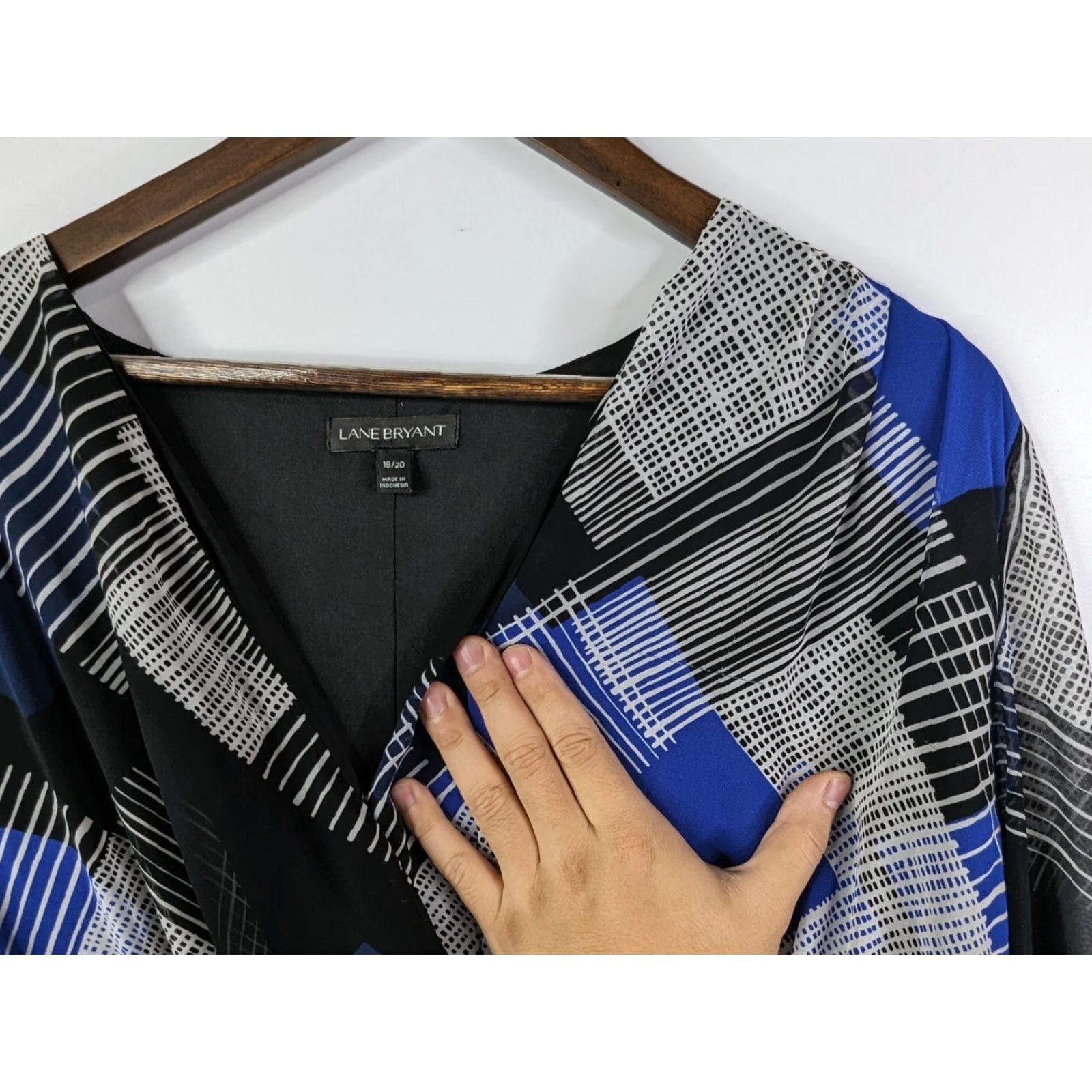 Vintage Lane Bryant Blouse Shirt Top Womens Size 18/20 Cinched Waist Blue Defect Size XXL / US 16-18 / IT 52-54 - 5 Thumbnail