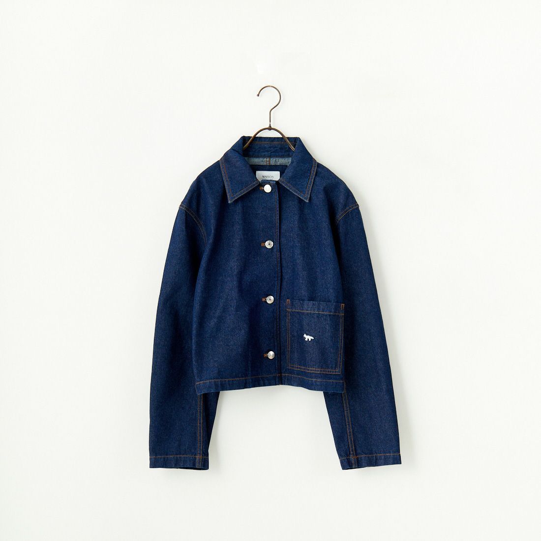 Maison Kitsune o1s22i1n1124 Cropped Denim Jacket in Blue Size S / US 4 / IT 40 - 1 Thumbnail