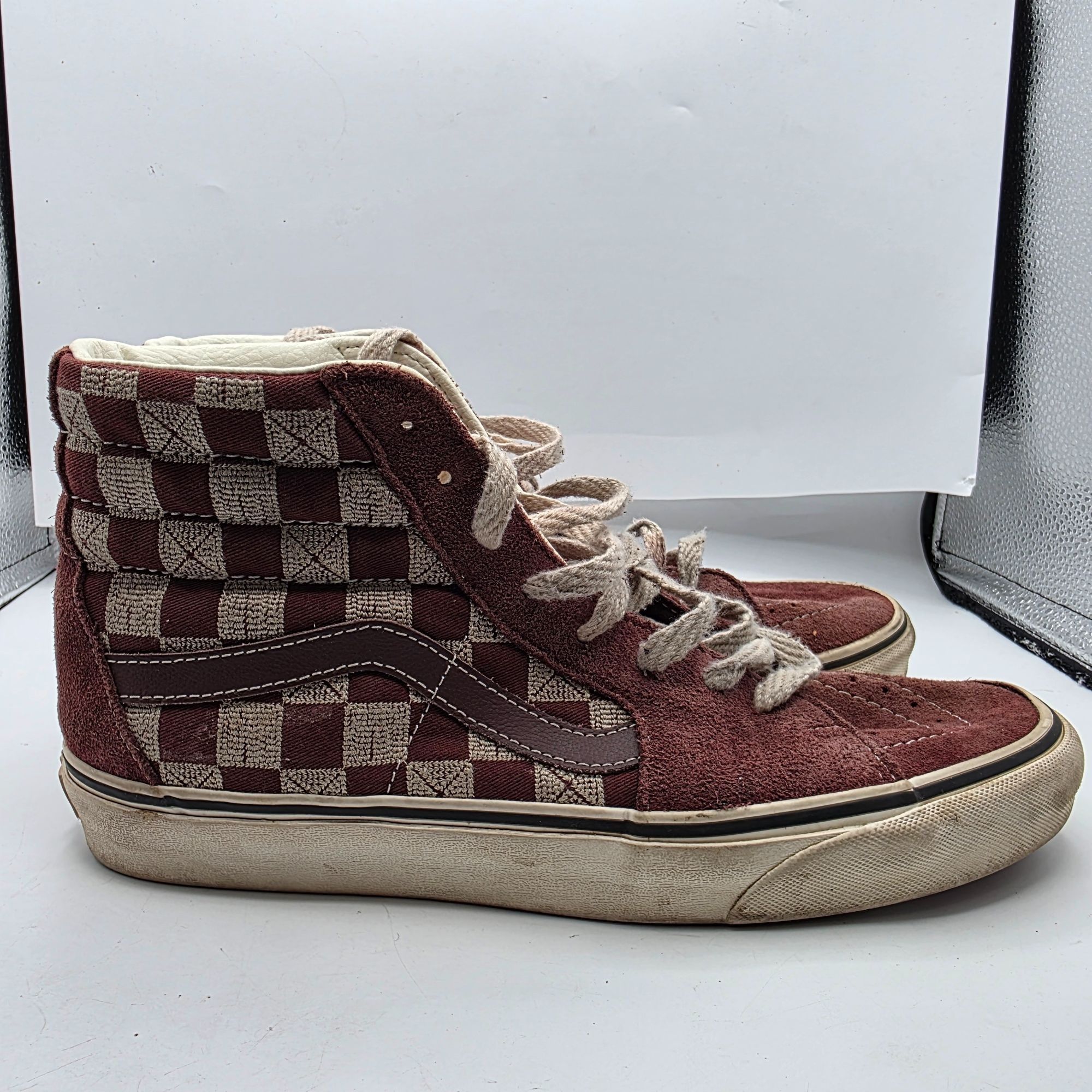 Vans Vans Sk8-Hi Stitch Checkerboard Bitte Mens Size 9.5 Brown Sh Size US 9.5 / EU 42-43 - 12 Thumbnail