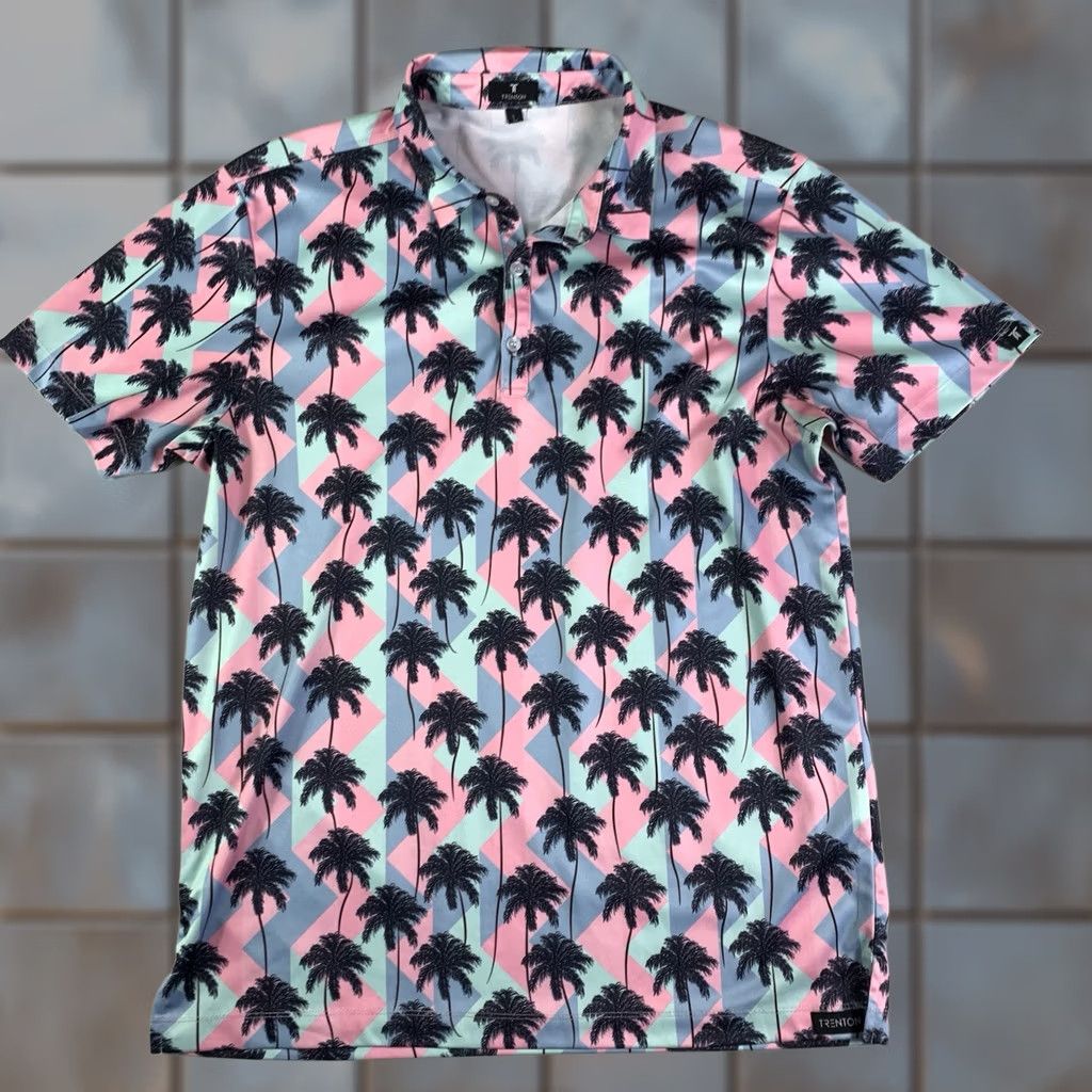 Vintage Trenton Golf Polo Shirt Mens Large Miami Vice Pink Black Palm Trees Polo Shirt Golf Shirt Short Sleeve Lightweight Regular MPN NA Size US L / EU 52-54 / 3 - 1 Thumbnail