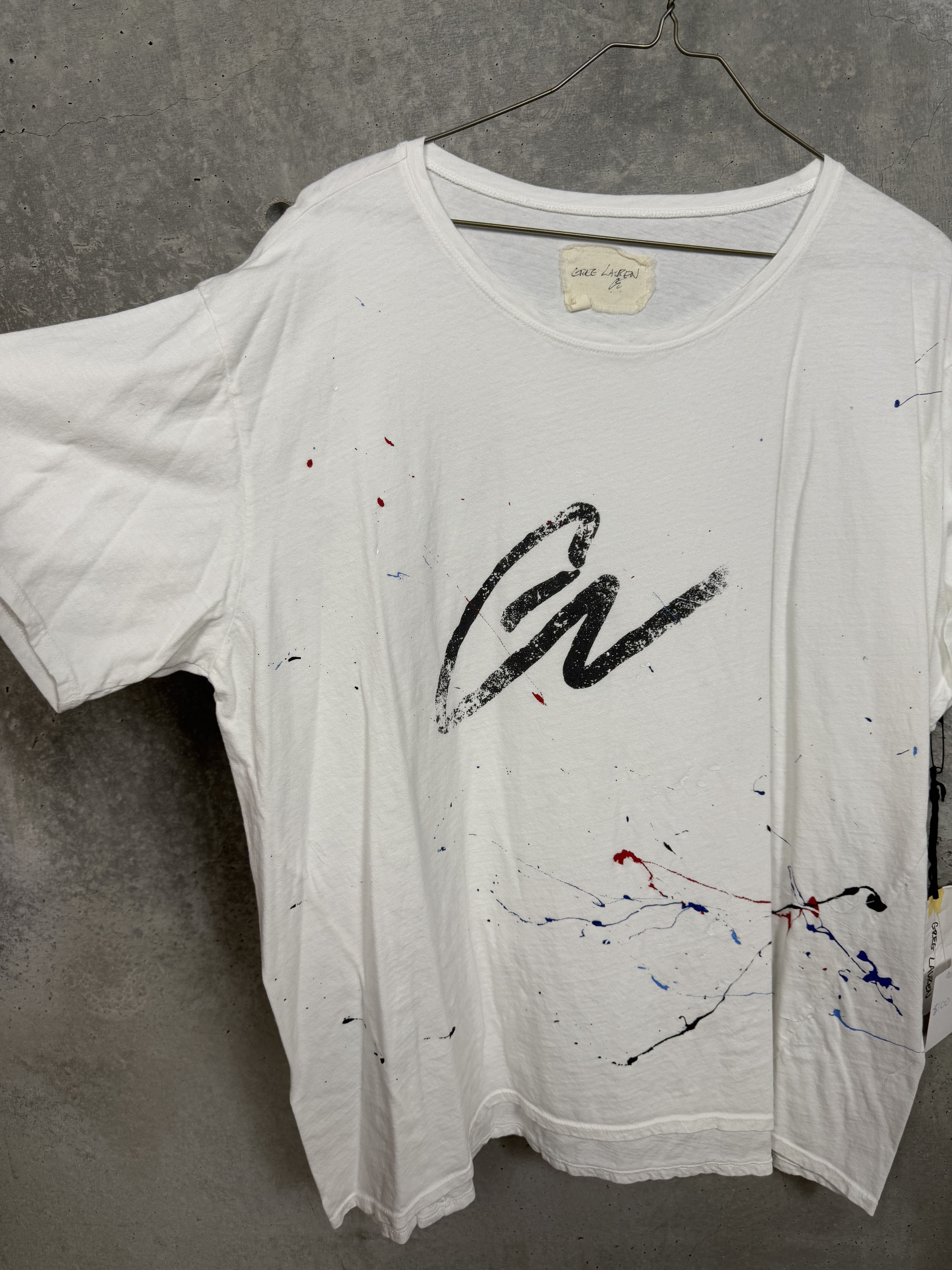 Greg Lauren Greg Lauren White Paint Splatter Tee Size US XXL / EU 58 / 5 - 6 Thumbnail