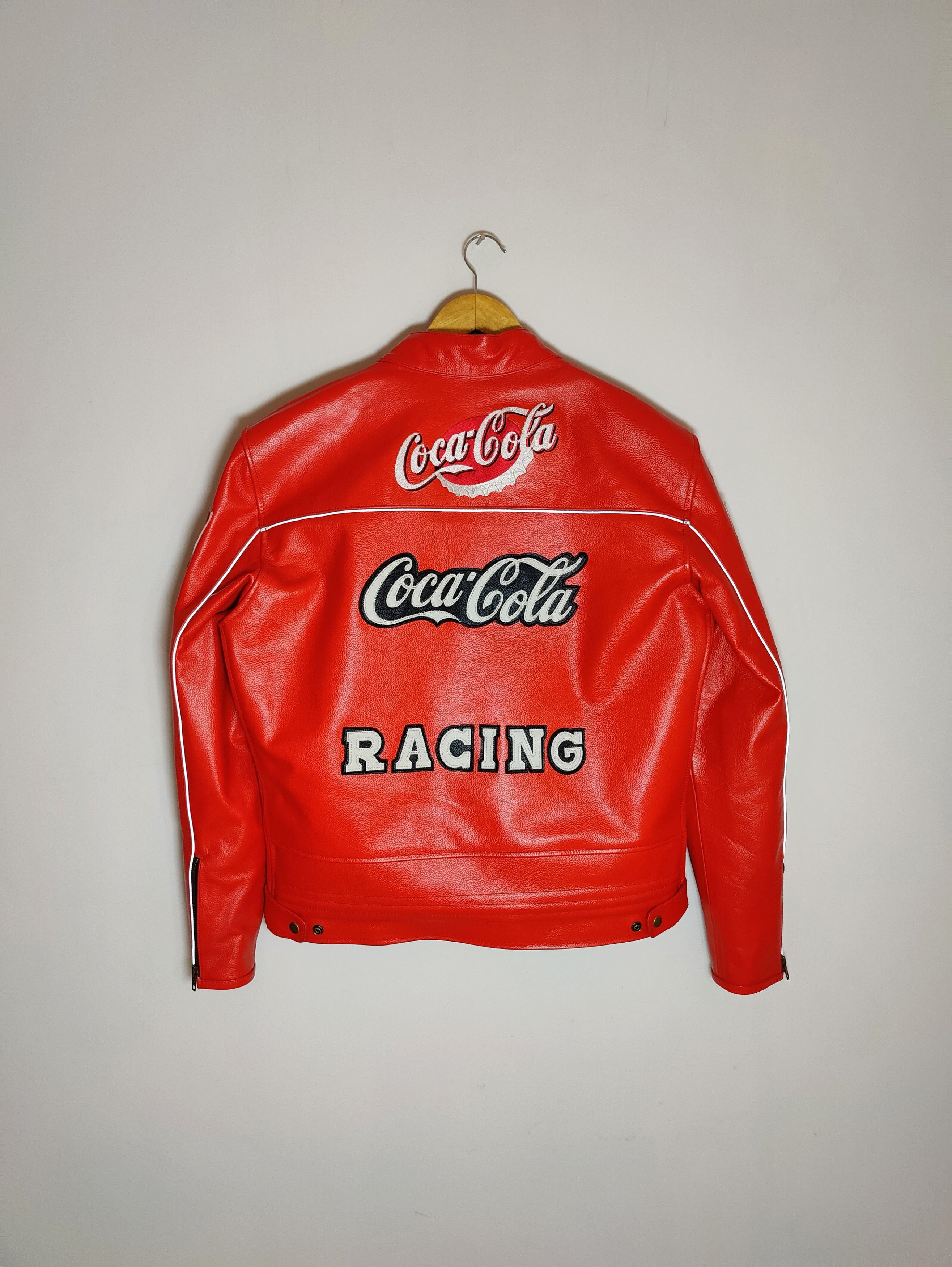 Vintage Coca Cola Racing Leather Jacket RARE 90s Size US M / EU 48-50 / 2 - 7 Thumbnail
