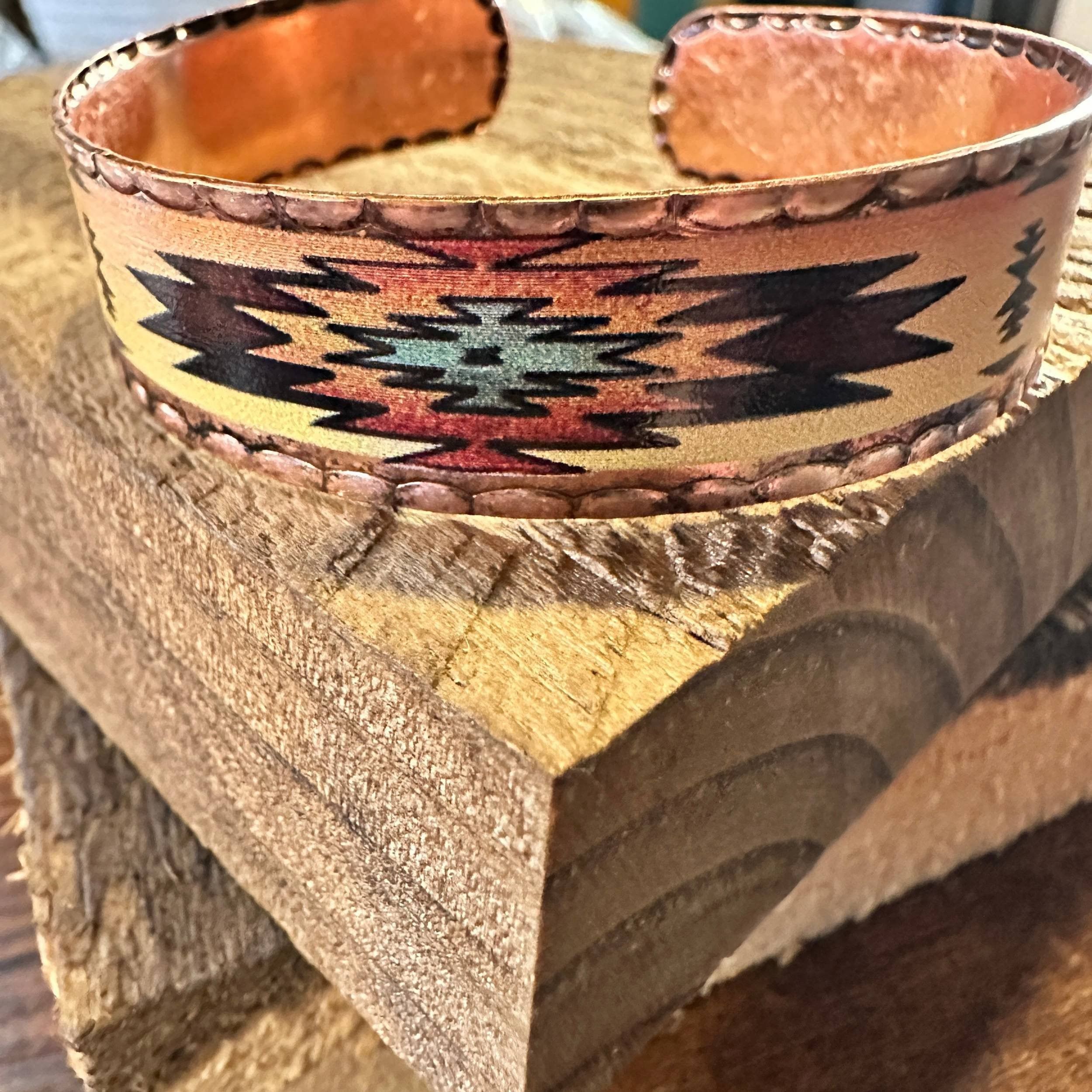 Other Handmade Boho Native American Aztek Copper Narrow Cuff Brace Size ONE SIZE - 3 Thumbnail