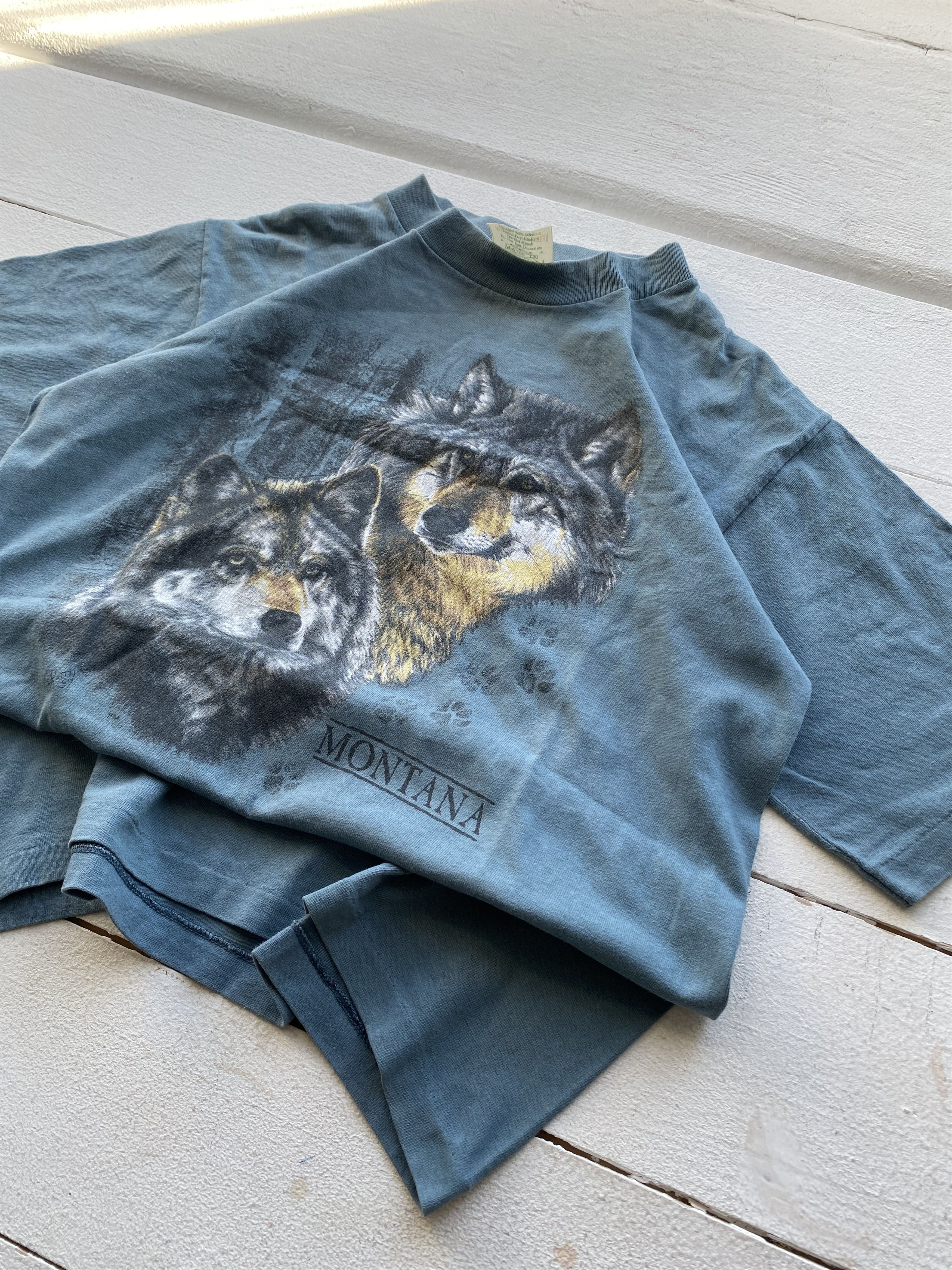 Vintage 1997 Montana Wolf Art Harley Style Vintage T-Shirt Mountain Size US S / EU 44-46 / 1 - 2 Thumbnail