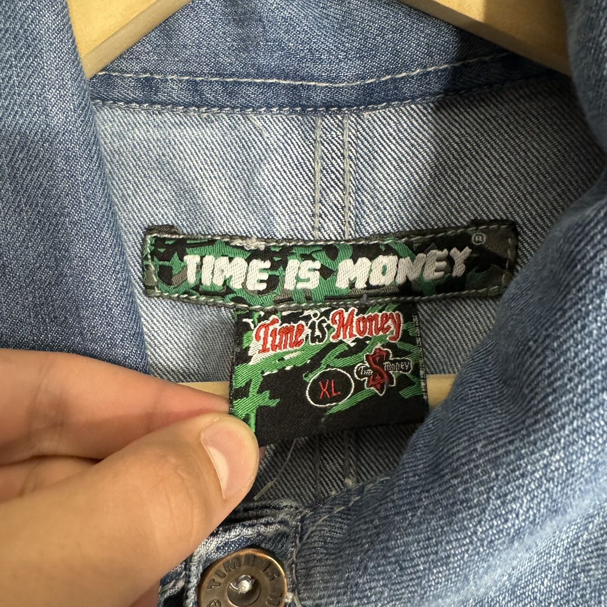 Other Time Is Money Rap Y2K Long Sleeve Denim Jumpsuit Size US 34 / EU 50 - 6 Thumbnail