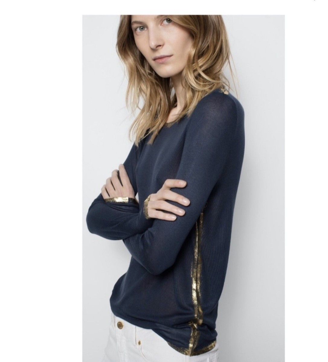 Zadig & Voltaire Zadig & Voltaire Willy Foil Top Pacifique Blue ( S ) Size S / US 4 / IT 40 - 1 Thumbnail