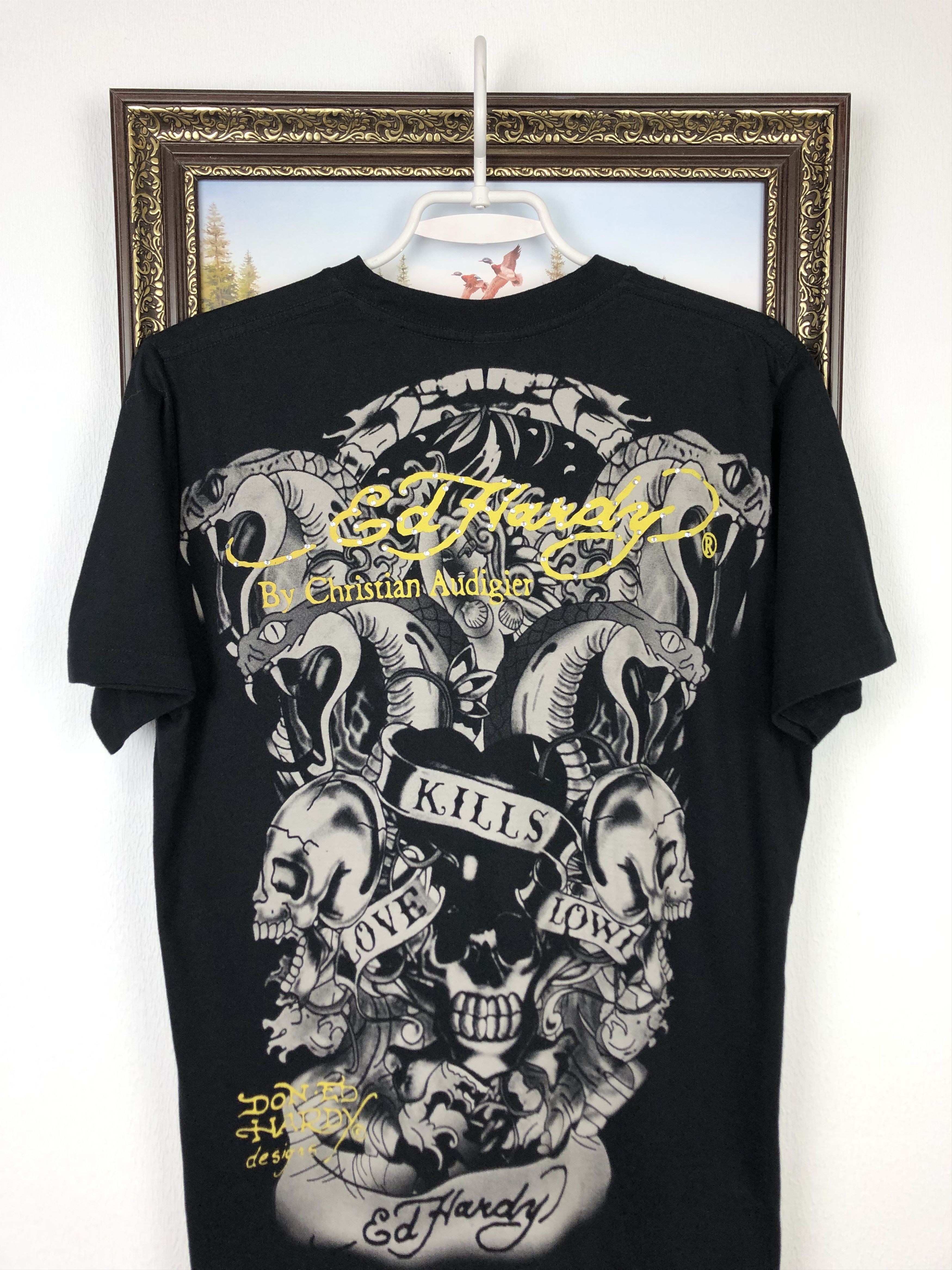 Vintage Vintage Ed Hardy Love Kills Skull Over Print Shirt Tee Hype Size US L / EU 52-54 / 3 - 11 Thumbnail
