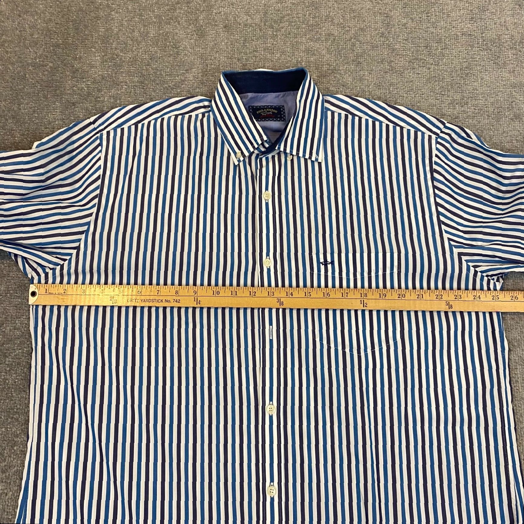 Paul & Shark PAUL & SHARK Yachting Shirt Mens 44 Blue White Striped Button-Down Dress Top L/S Size US XXL / EU 58 / 5 - 7 Thumbnail