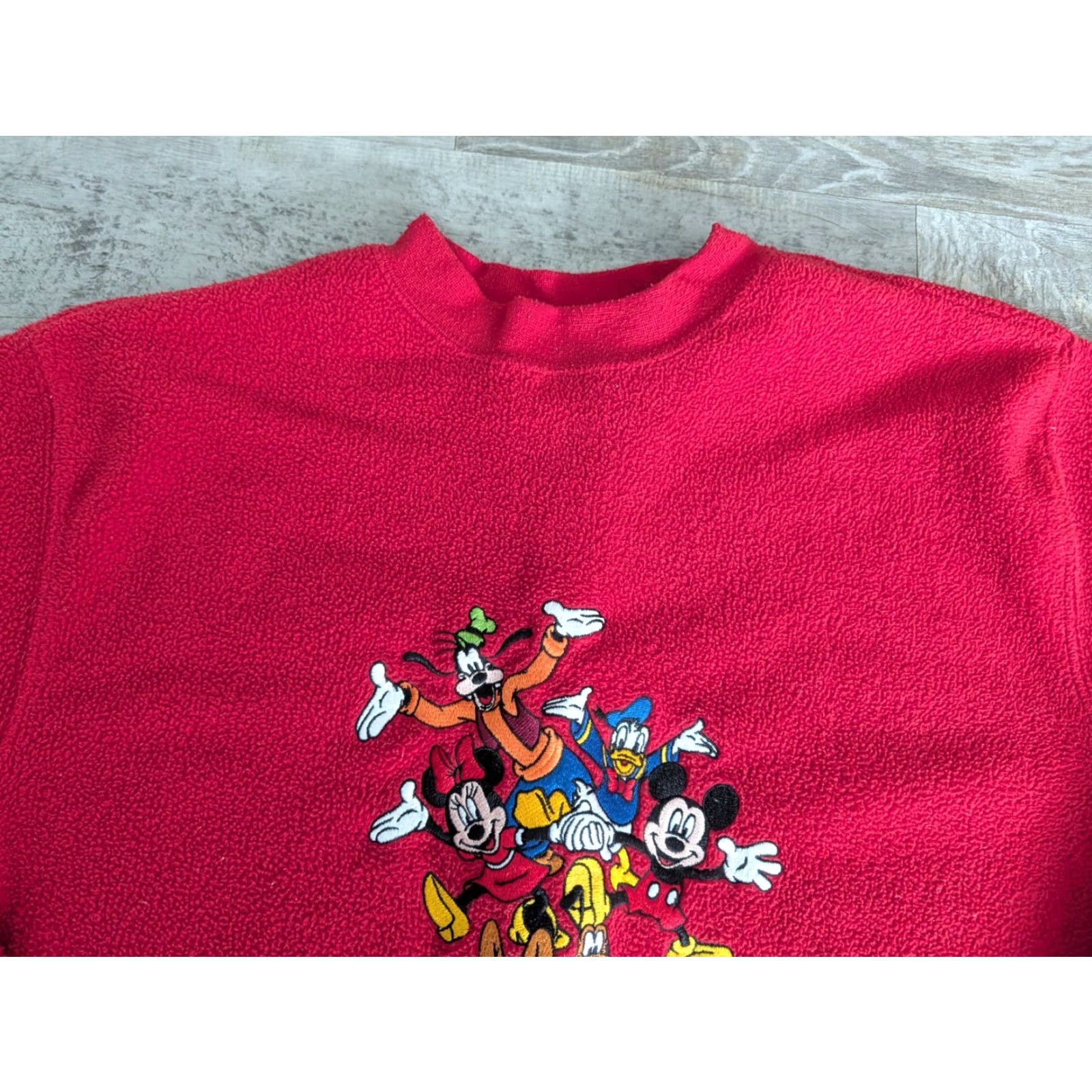 Disney VINTAGE Disney Sweatshirt Mickey Mouse Embroidered Fleece XL Red 90s Disney Store Unisex Adults Boy/Girl Shirts? Size US XL / EU 56 / 4 - 3 Thumbnail